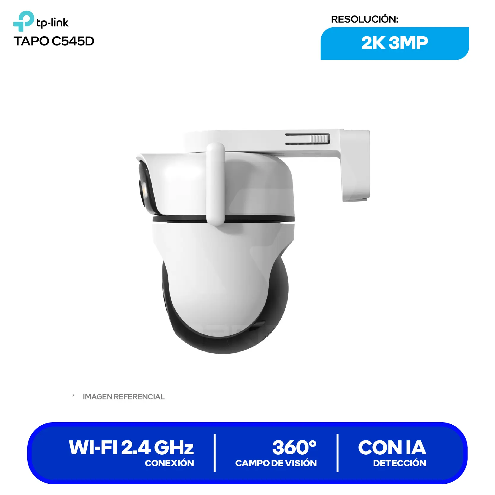 Cámara de Vigilancia Dual TP-Link Tapo C545D Wi-Fi/Ethernet (01770500260) 2K Dual, 360°, Con Visión Nocturna