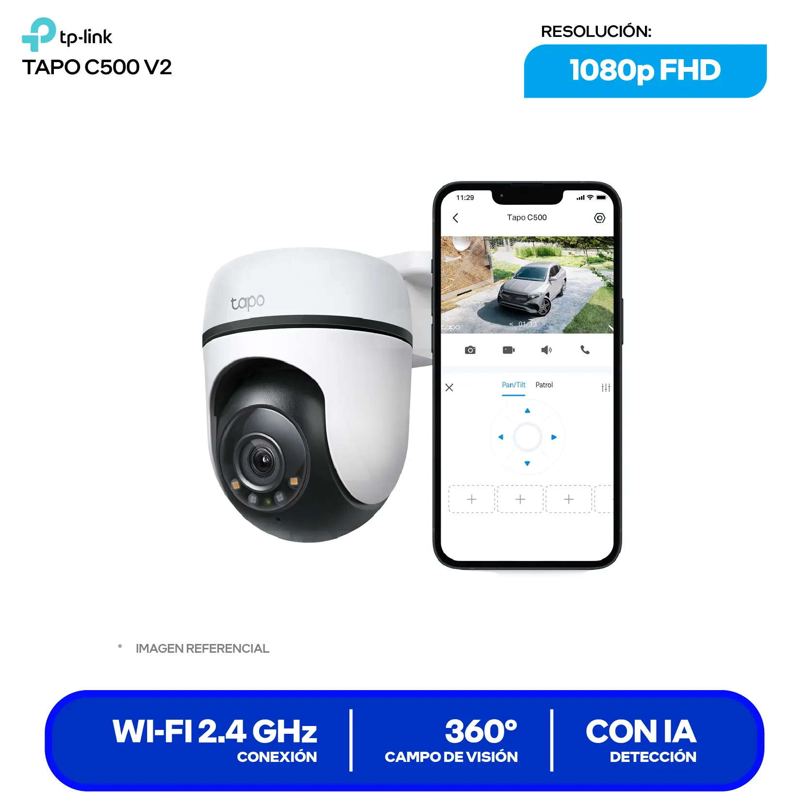 Cámara de Vigilancia TP-Link Tapo C500 Wi-Fi (0170500726) FHD, 360°, Con Visión Nocturna