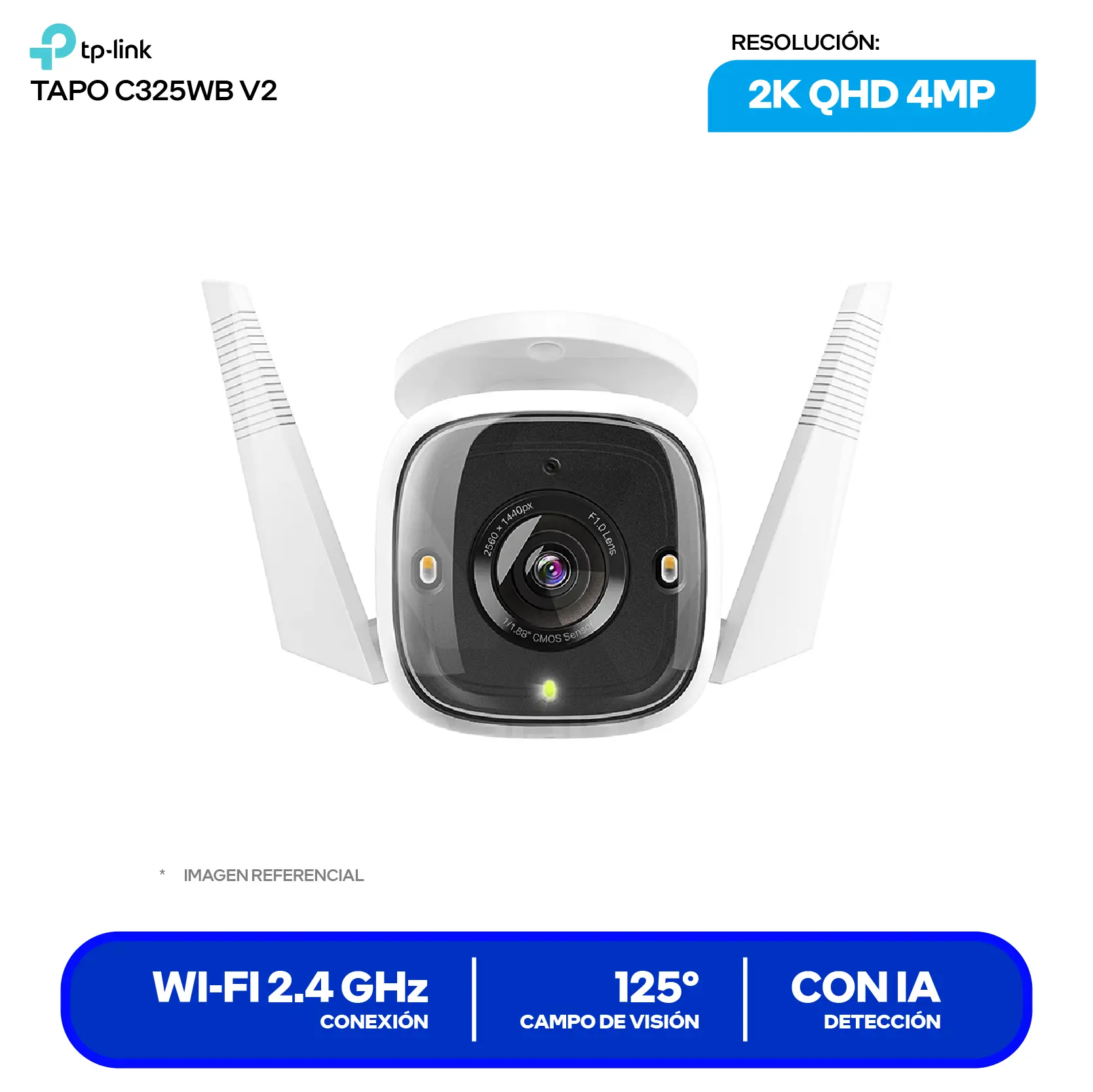 Cámara de Vigilancia TP-Link Tapo C325WB Wi-Fi/Ethernet (0170500965) QHD 4MP, 127°, Con Visión Nocturna