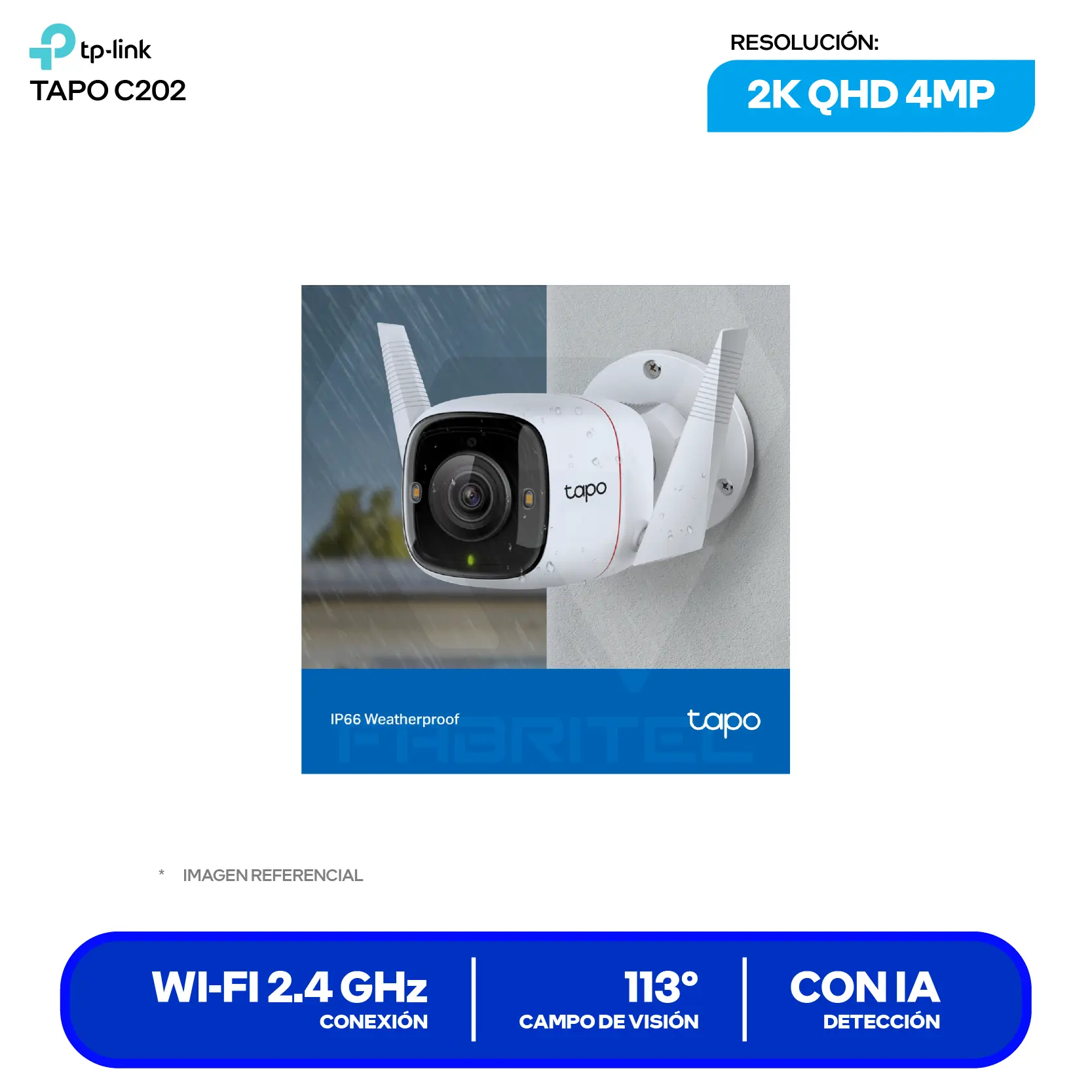 Cámara de Vigilancia TP-Link Tapo C320WS (1770500151) QHD 4MP, 113°, Con Visión Nocturna, Wi-Fi / Ethernet
