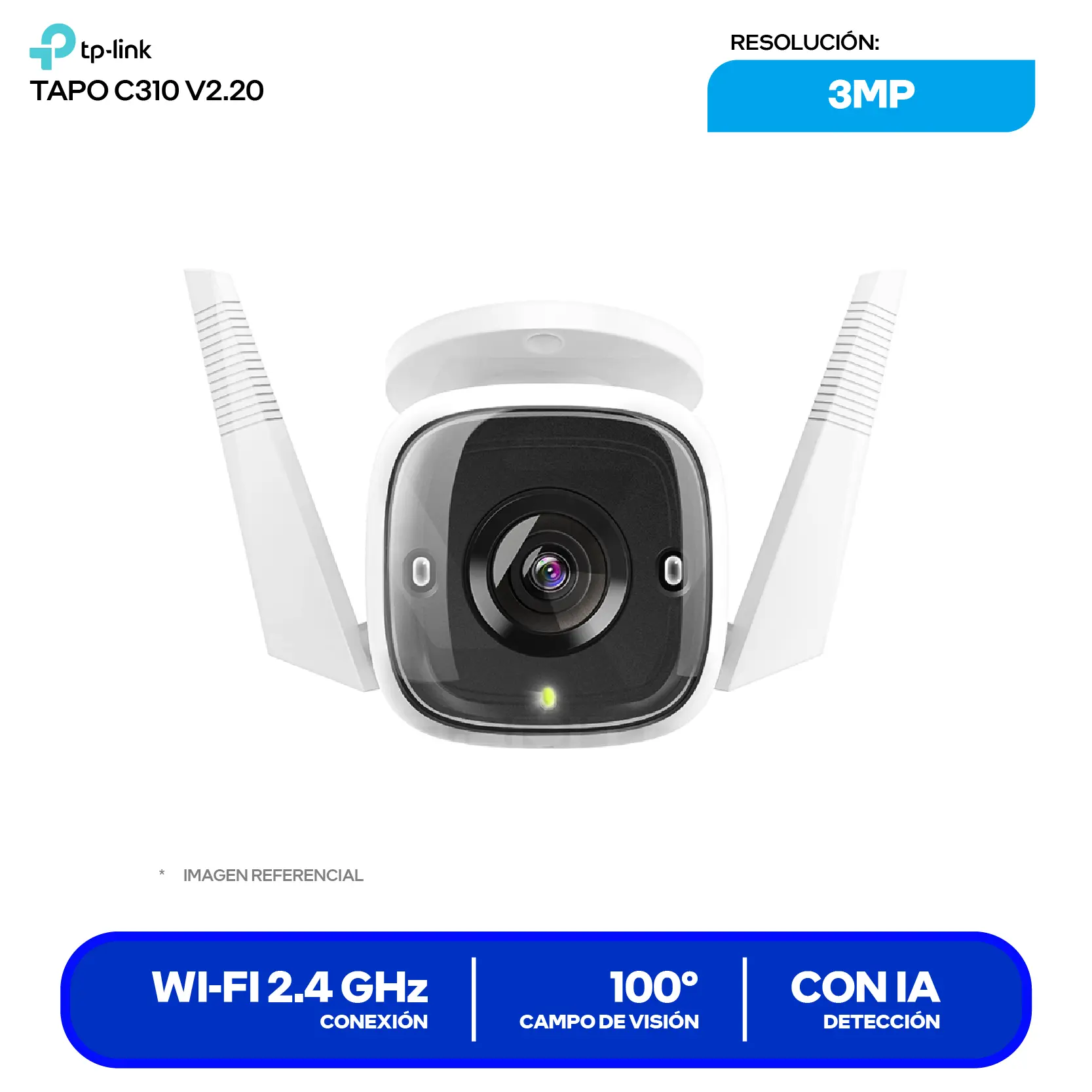 Cámara de Vigilancia TP-Link Tapo C310 (170500372) 2K 3MP, 100°, Con Visión Nocturna Infrarroja, Wi-Fi / Ethernet