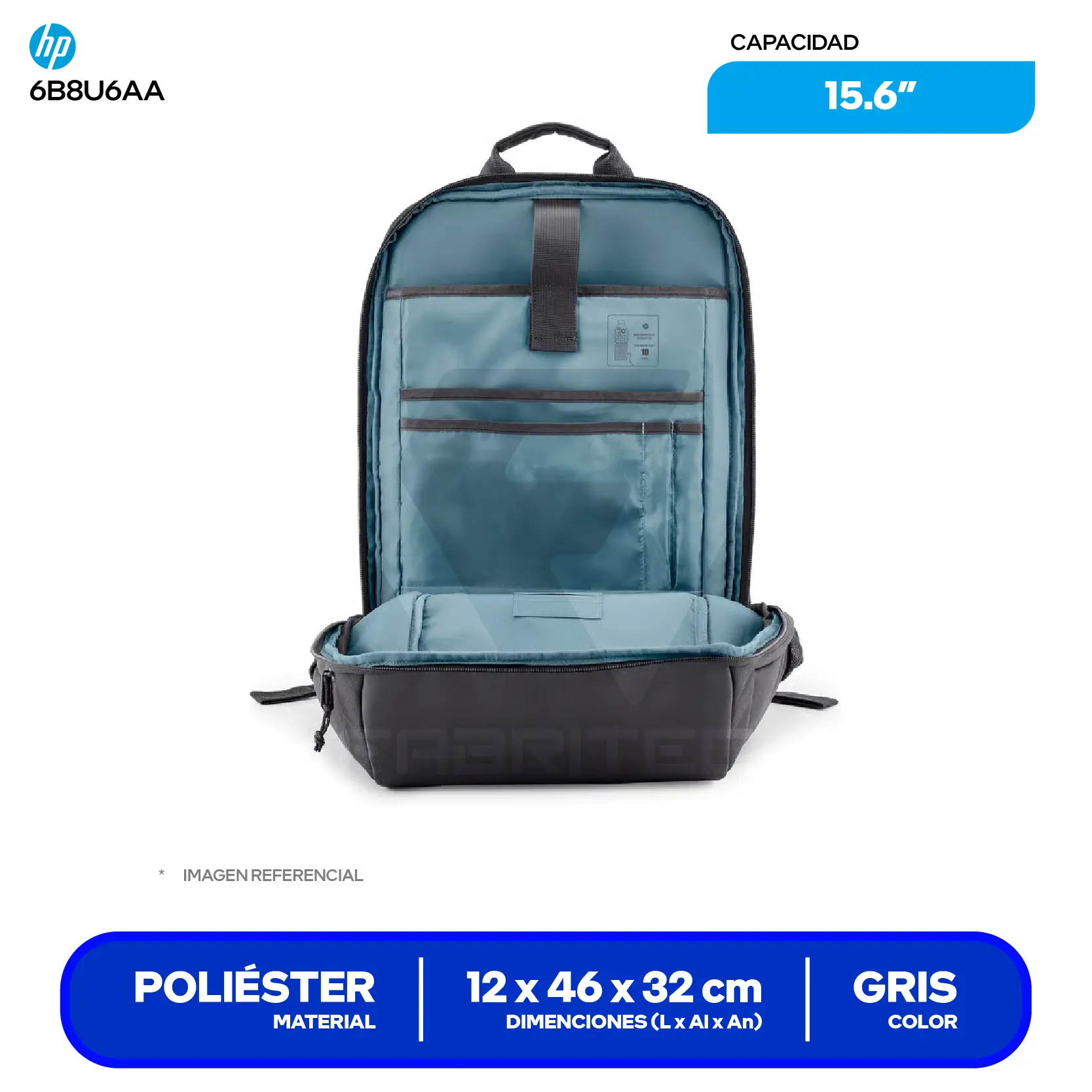 Mochila HP Travel 18L 15.6 Gris Hierro (6B8U6AA), 15.6"