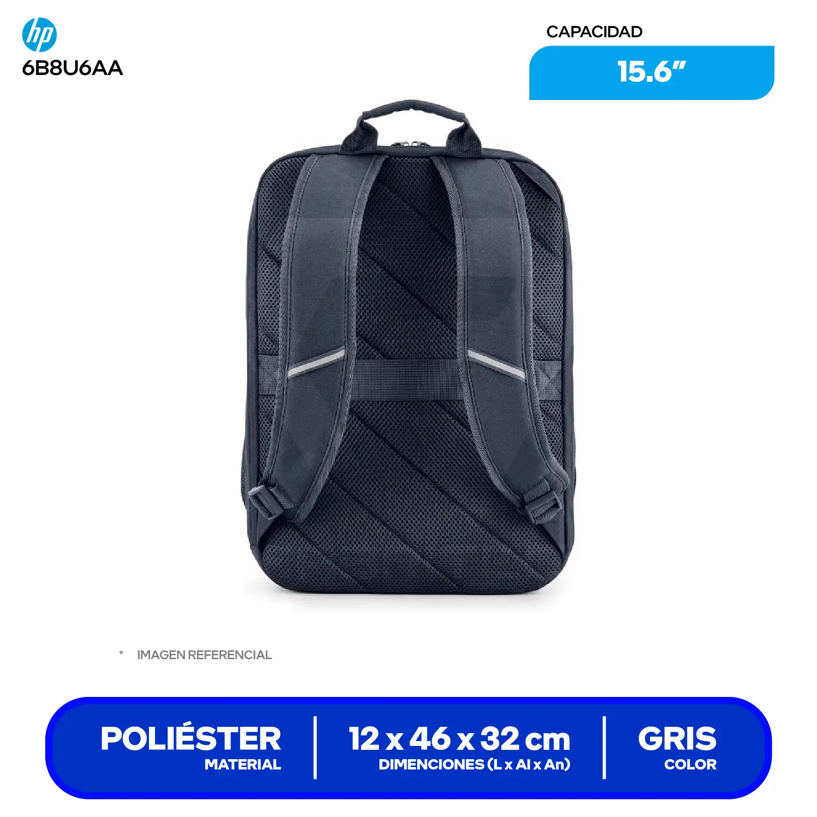 Mochila HP Travel 18L 15.6 Gris Hierro (6B8U6AA), 15.6"