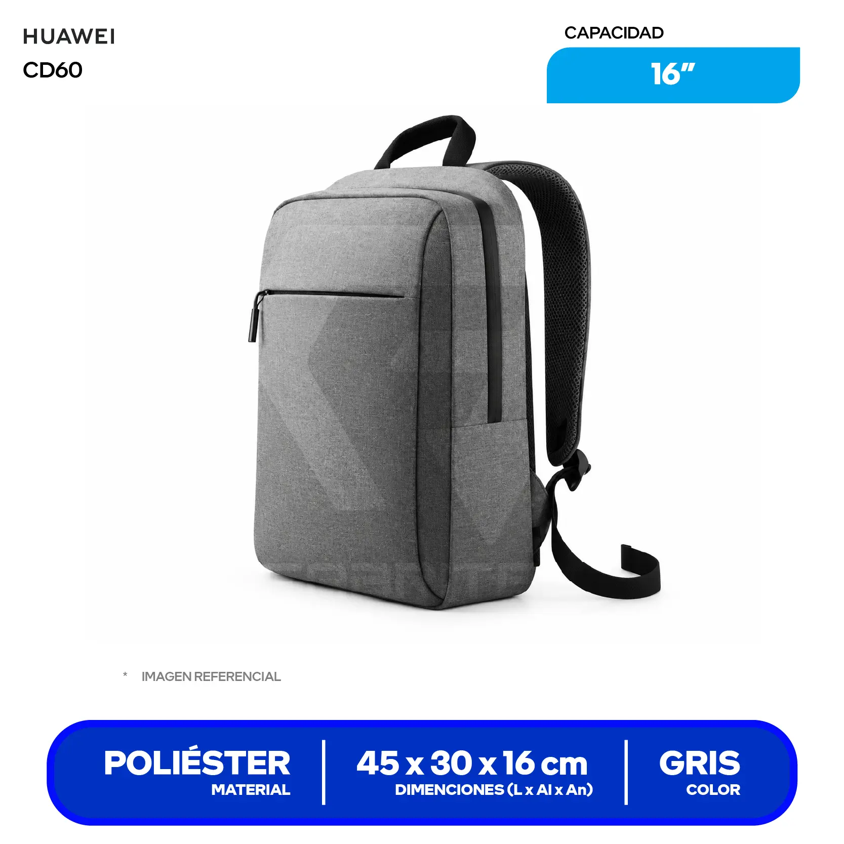 Mochila Huawei Swift CD60 Gris (CD60), 16"