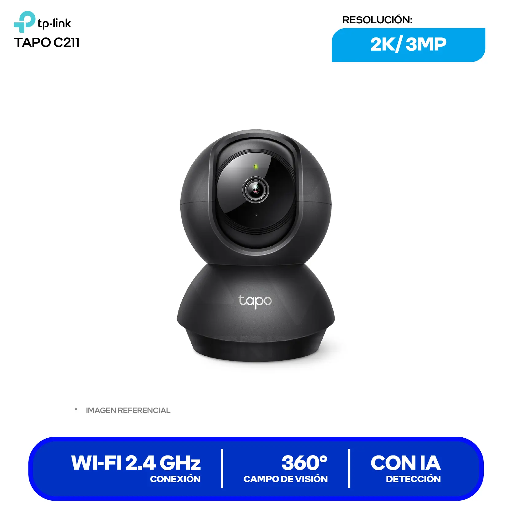 Cámara de Vigilancia TP-Link Tapo C211 (1770500258) 2K 3MP, 360°, Con Visión Nocturna, Wi-Fi