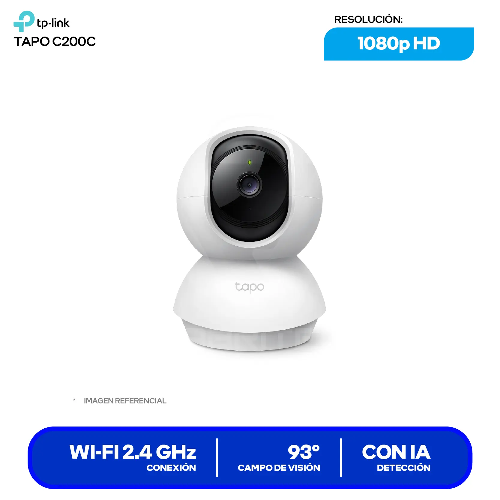 Cámara de Vigilancia TP-Link Tapo C200C (1770500229) FHD 1080p, 360°, Con Visión Nocturna, Wi-Fi