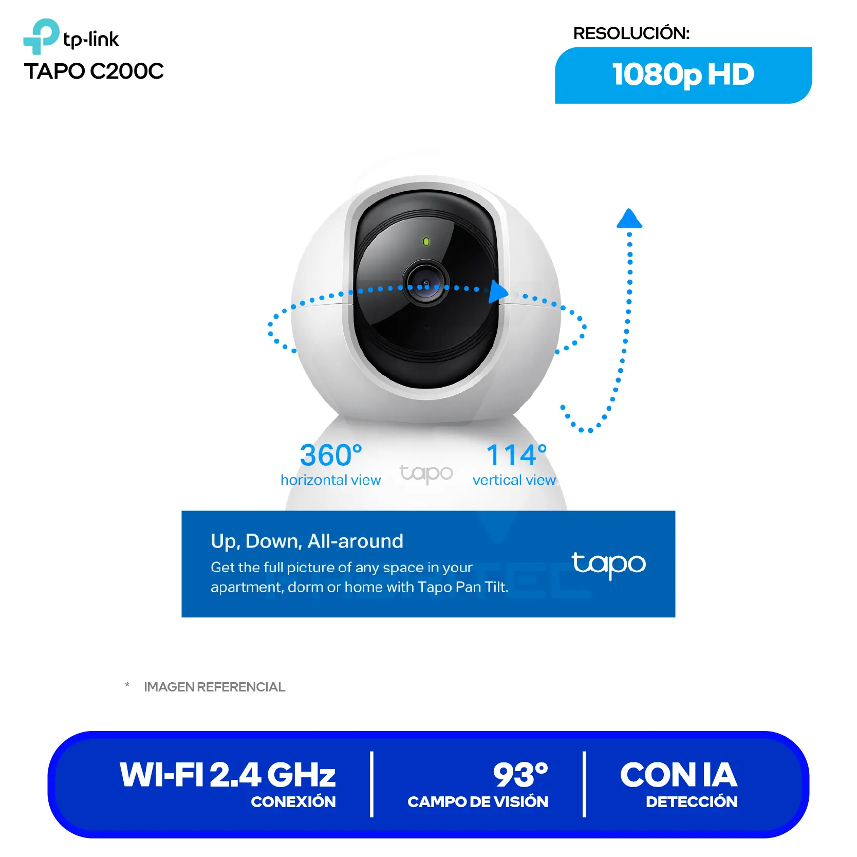 Cámara de Vigilancia TP-Link Tapo C200C (1770500229) FHD 1080p, 360°, Con Visión Nocturna, Wi-Fi