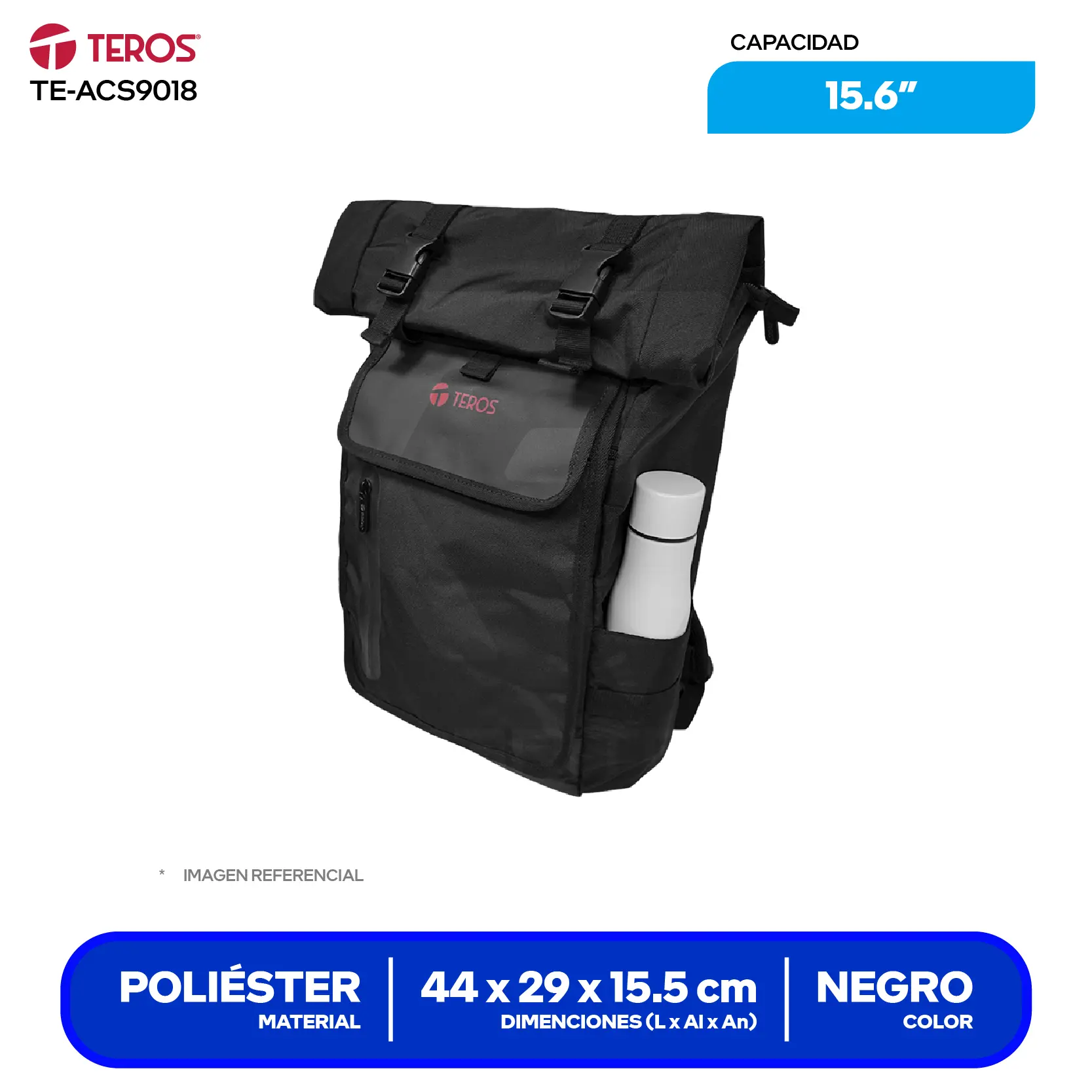 Mochila Teros (TE-ACS9018), Negro, 15.6"