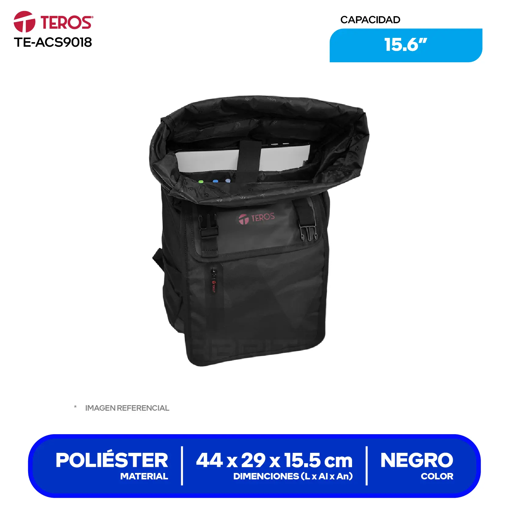 Mochila Teros (TE-ACS9018), Negro, 15.6"