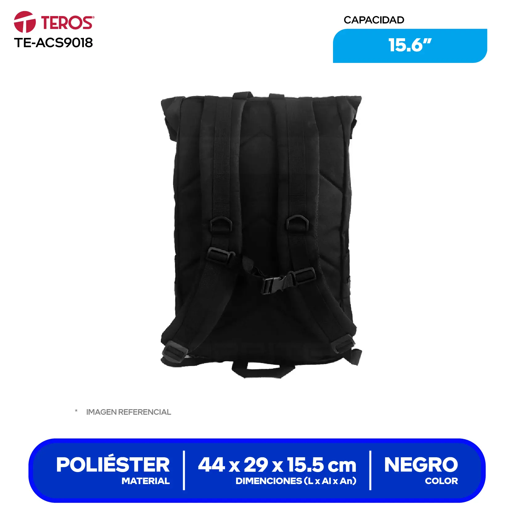 Mochila Teros (TE-ACS9018), Negro, 15.6"