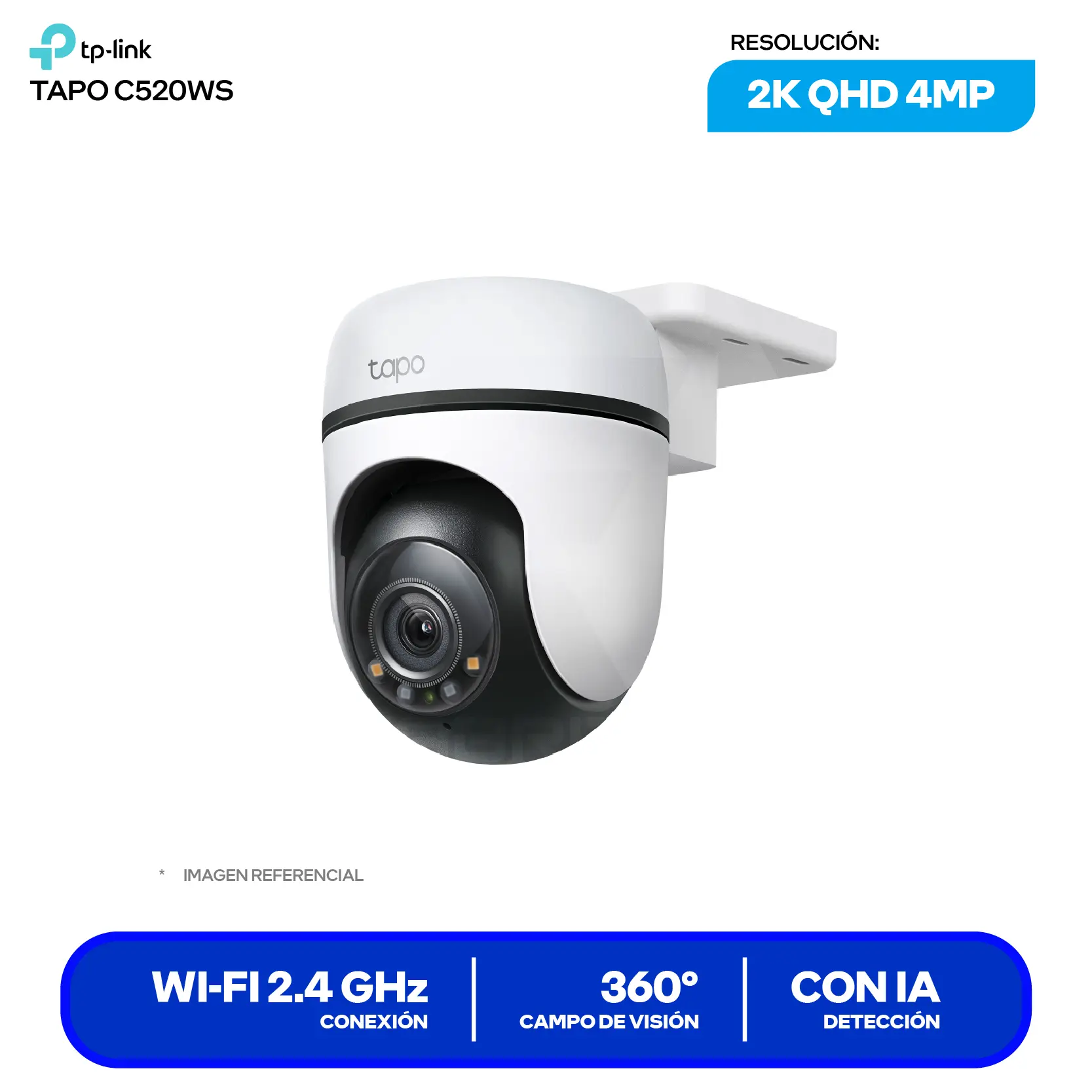 Cámara de Vigilancia TP-Link Tapo C520WS (C520WS) QHD 4MP, 360°, Con Visión Nocturna, Wi-Fi / Ethernet