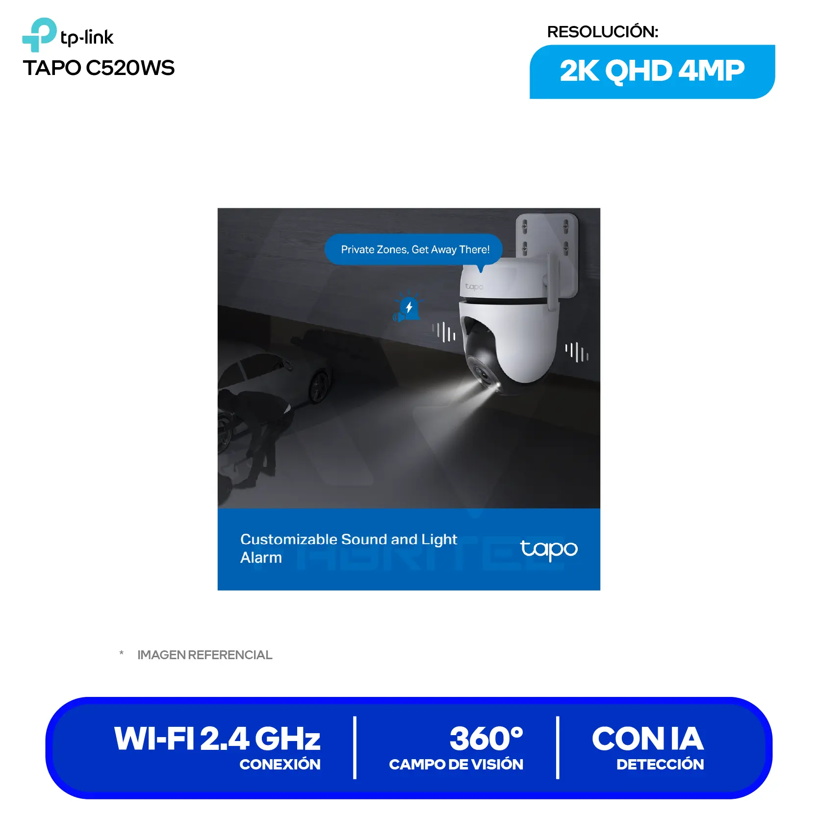 Cámara de Vigilancia TP-Link Tapo C520WS (C520WS) QHD 4MP, 360°, Con Visión Nocturna, Wi-Fi / Ethernet