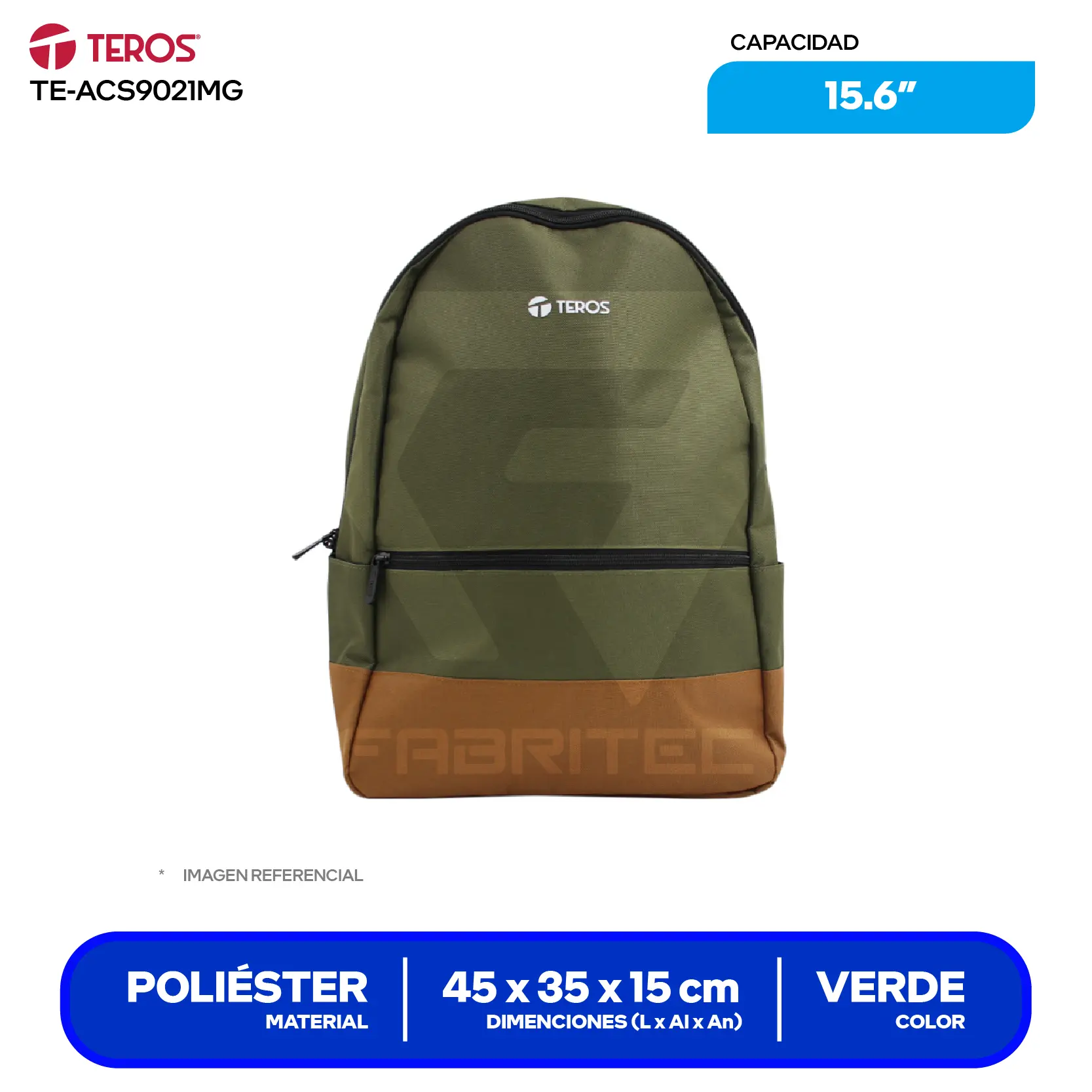 Mochila By Teros (TE-ACS9021) Verde/Marrón, 15.6"