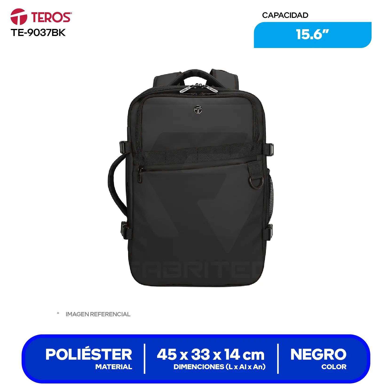 Mochila By Teros (TE-9037BK) Negro, 15.6"