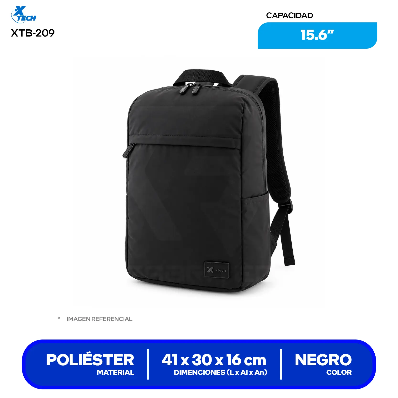 Mochila Xtech (XTB209) Negro, 15.6"