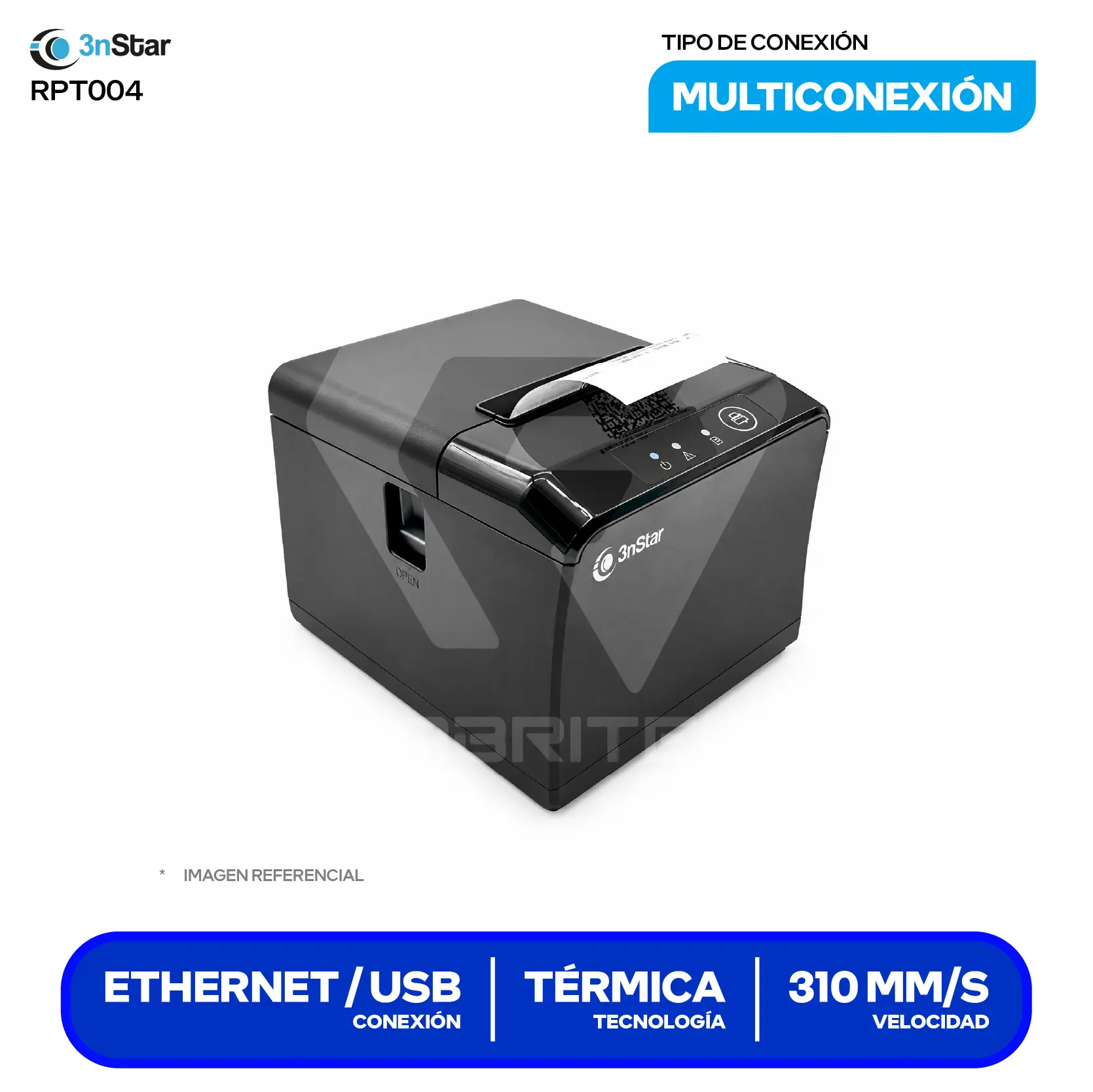Impresora Térmica de Recibos 3nStar RPT004 (RPT004) 80 mm, Cortador Automático, USB / Ethernet