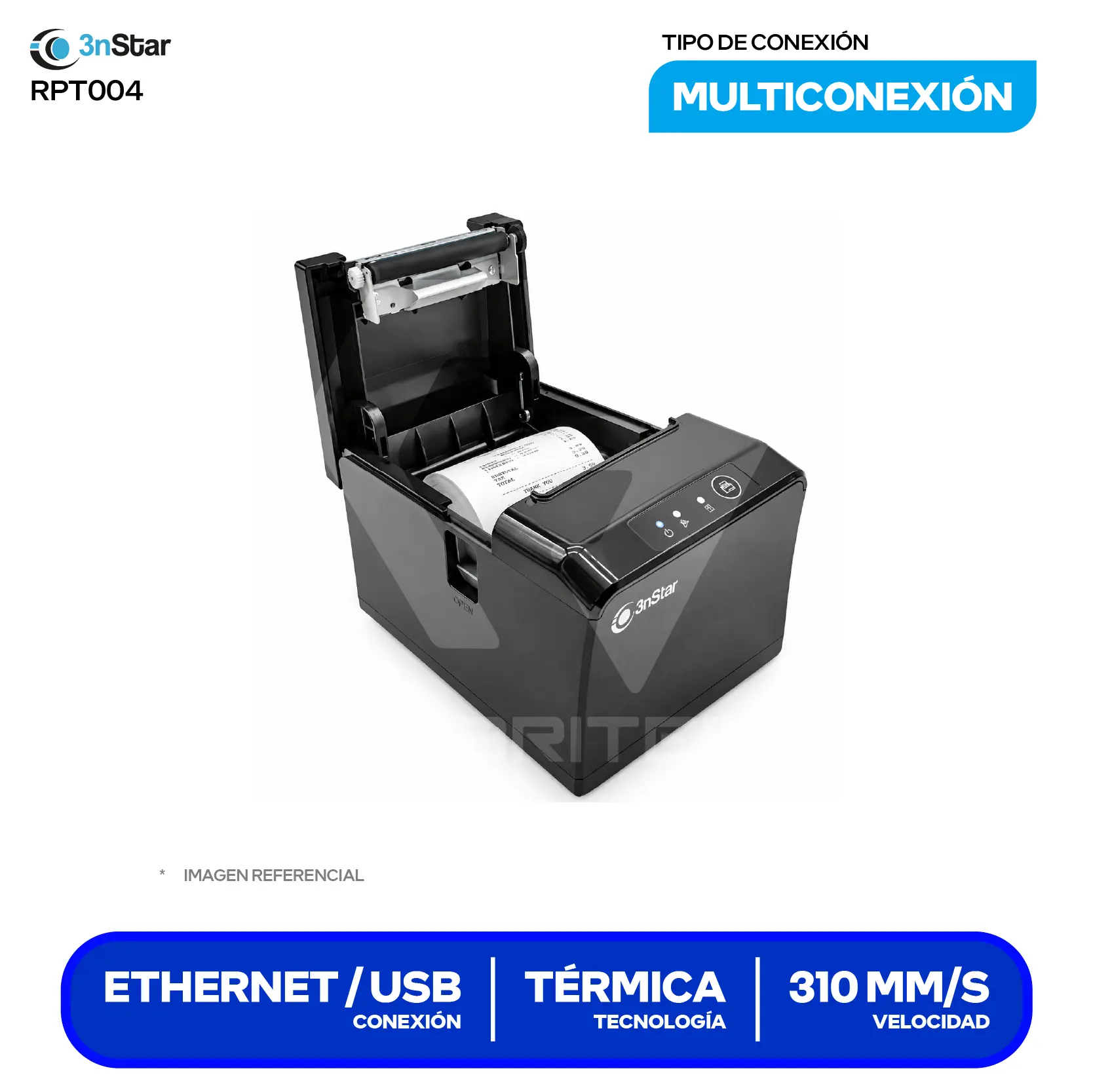 Impresora Térmica de Recibos 3nStar RPT004 (RPT004) 80 mm, Cortador Automático, USB / Ethernet