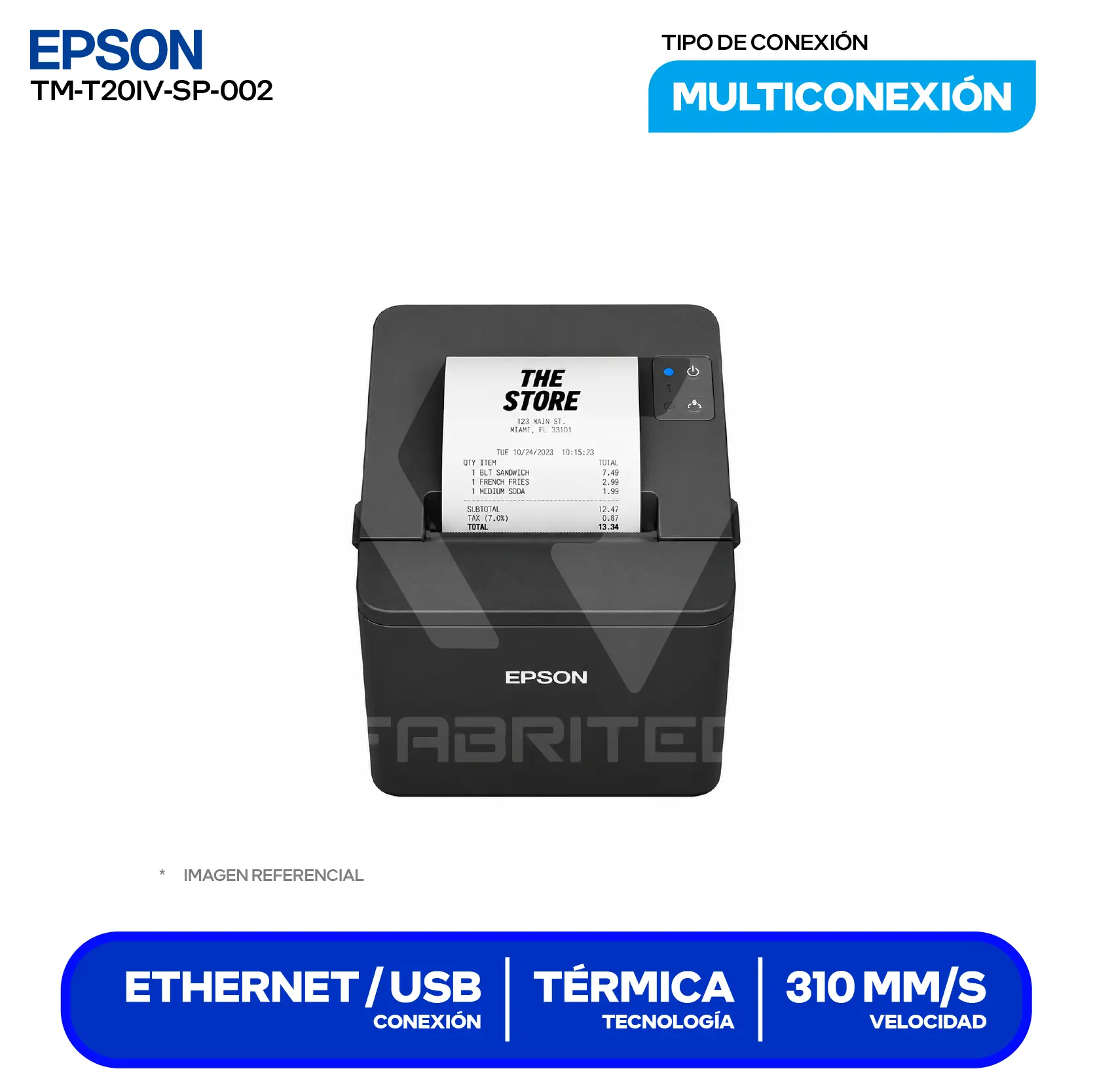 Impresora Térmica de Recibos Epson TM-T20IV (C31CL47022) 80 mm, Cortador Automático, USB / Serial / Ethernet