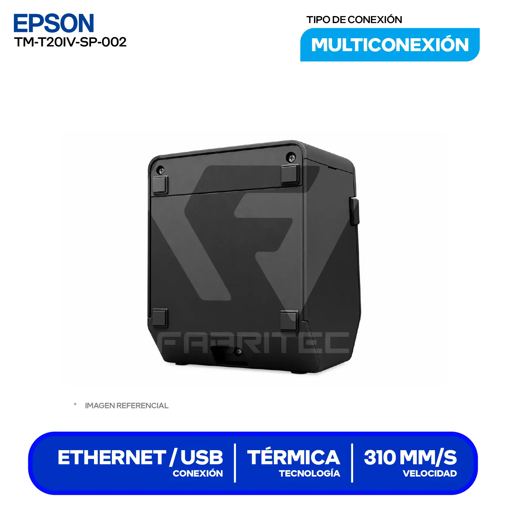 Impresora Térmica de Recibos Epson TM-T20IV (C31CL47022) 80 mm, Cortador Automático, USB / Serial / Ethernet