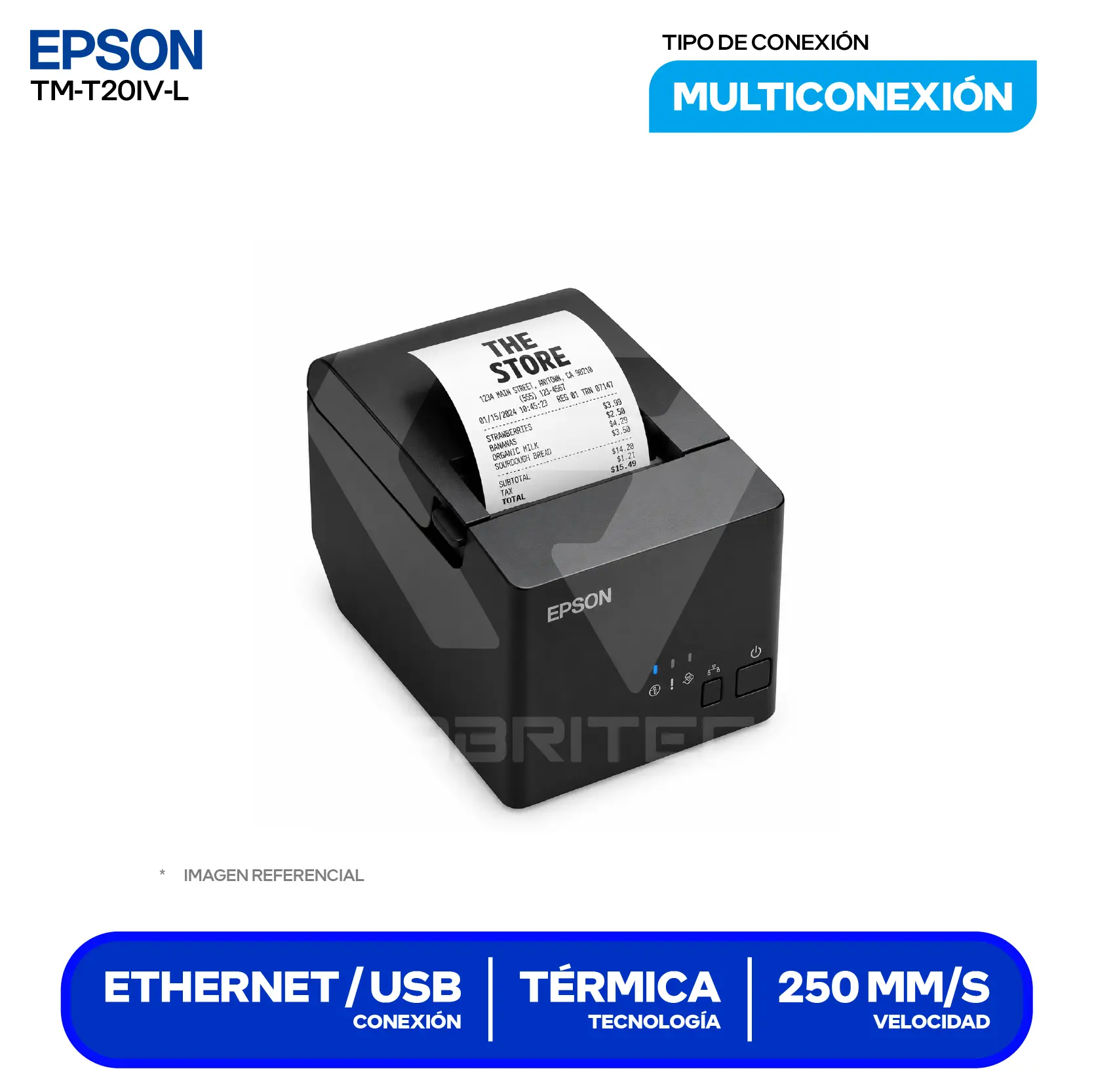 Impresora Térmica de Recibos Epson TM-T20IV (C31CL45001) 80 mm, Cortador Automático, USB / Serial