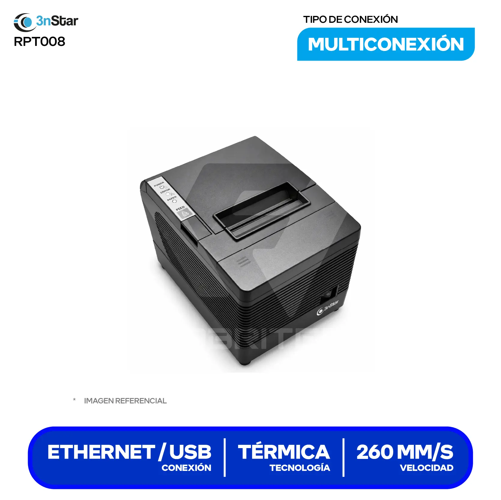 Impresora Térmica de Recibos 3nStar RPT008 (RPT008) 80 mm, Cortador Automático, USB / Serial / Ethernet