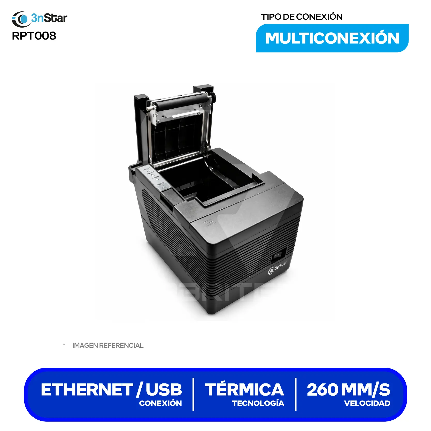 Impresora Térmica de Recibos 3nStar RPT008 (RPT008) 80 mm, Cortador Automático, USB / Serial / Ethernet