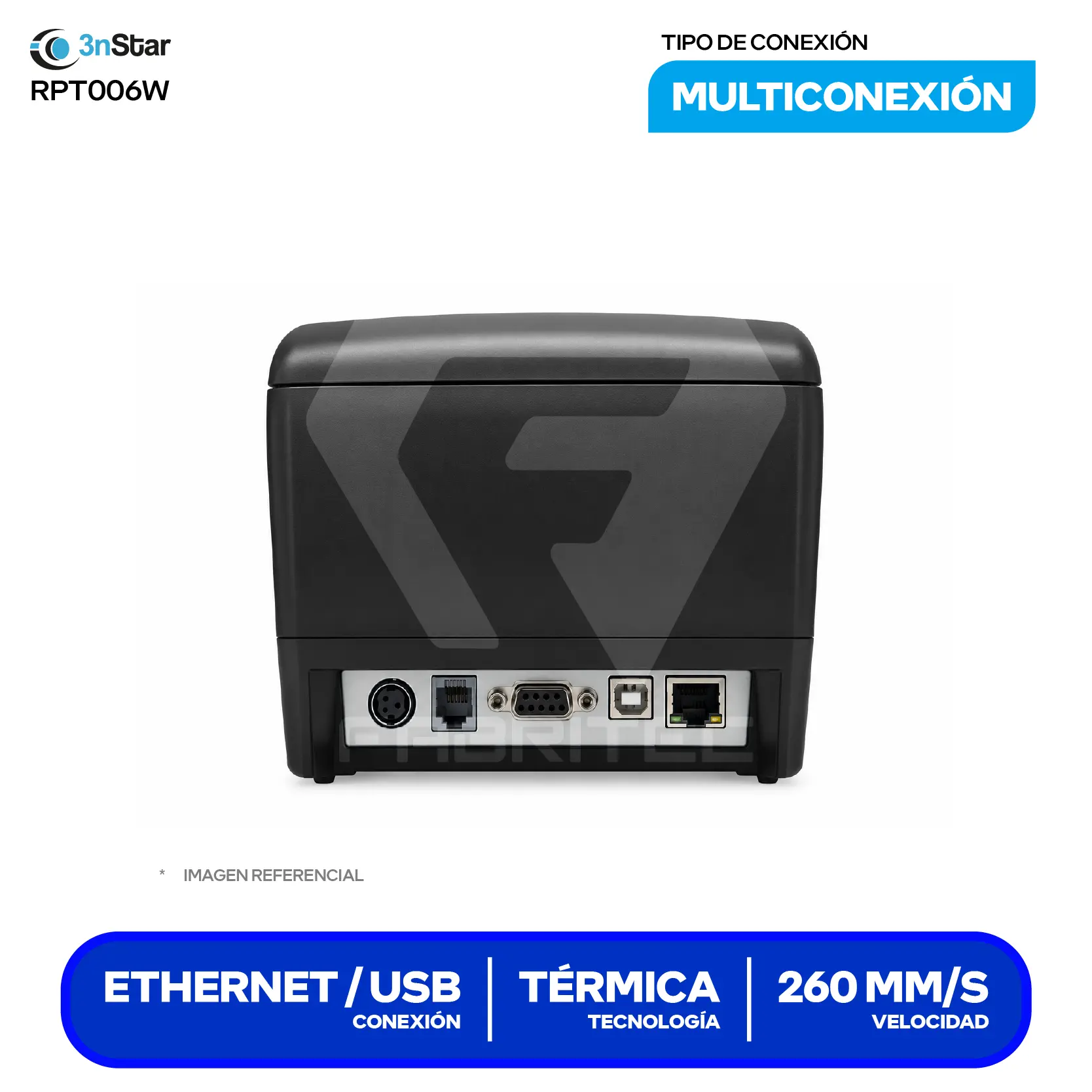 Impresora Térmica de Recibos 3nStar RPT006W (RPT006W) 80 mm, Cortador Automático, USB / Ethernet / Wi-Fi