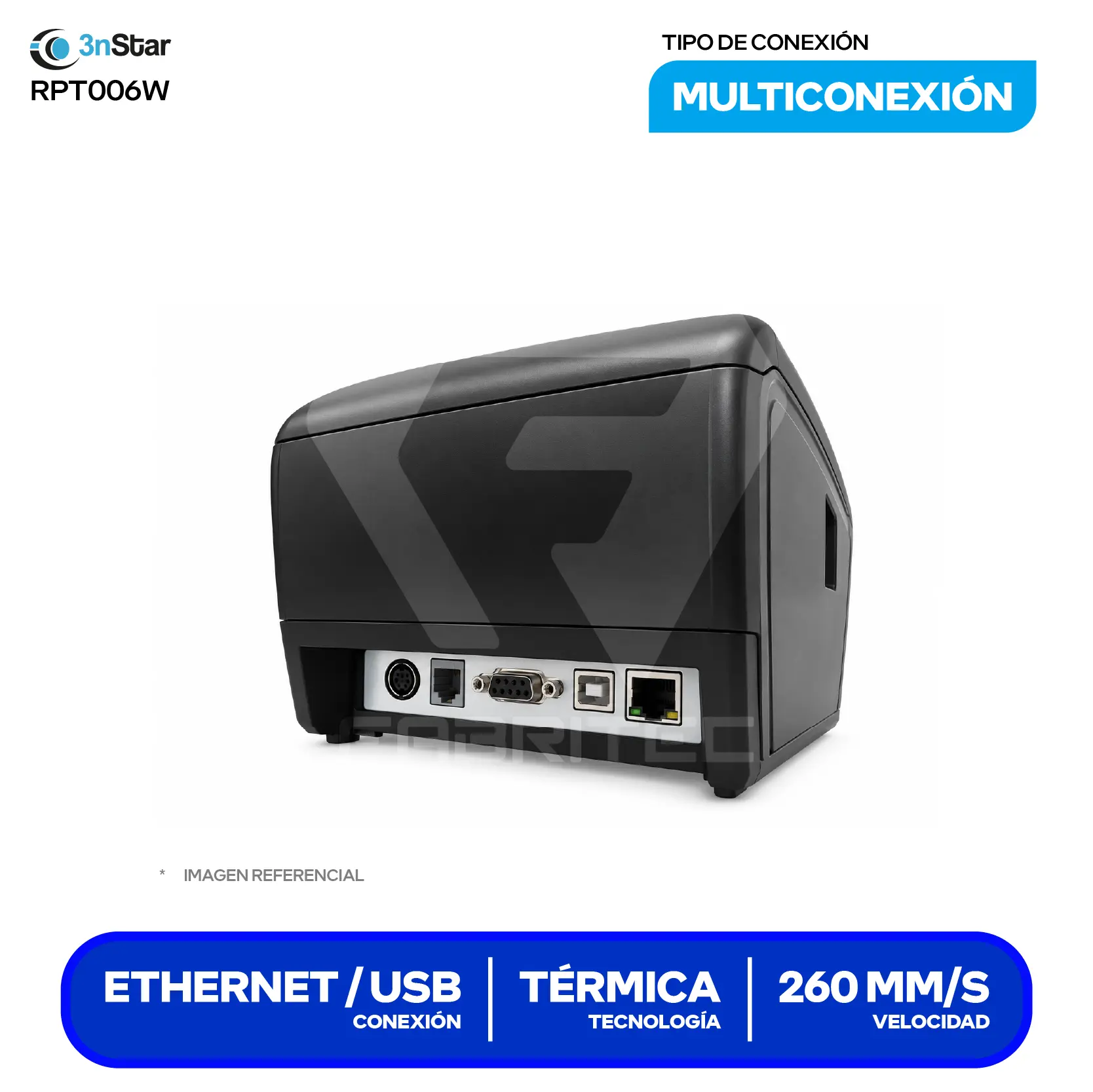 Impresora Térmica de Recibos 3nStar RPT006W (RPT006W) 80 mm, Cortador Automático, USB / Ethernet / Wi-Fi