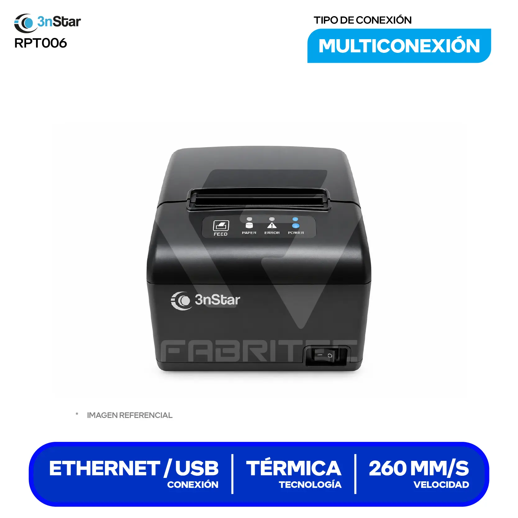 Impresora Térmica de Recibos 3nStar RPT006B (RPT006B) 80 mm, Cortador Automático, USB / Ethernet / Bluetooth