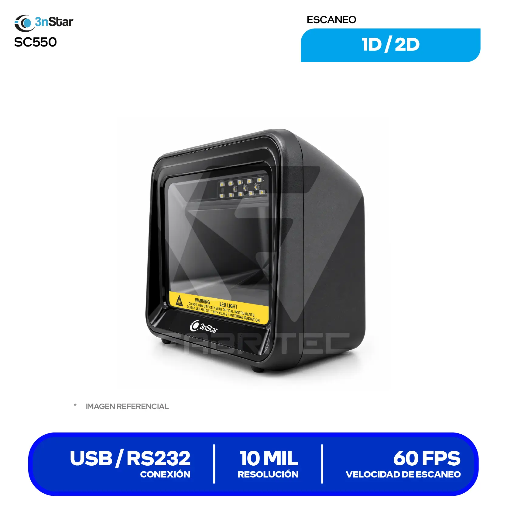 Lector de Código de Barras 3nStar SC550 (SC550) Omnidireccional 1D / 2D, USB