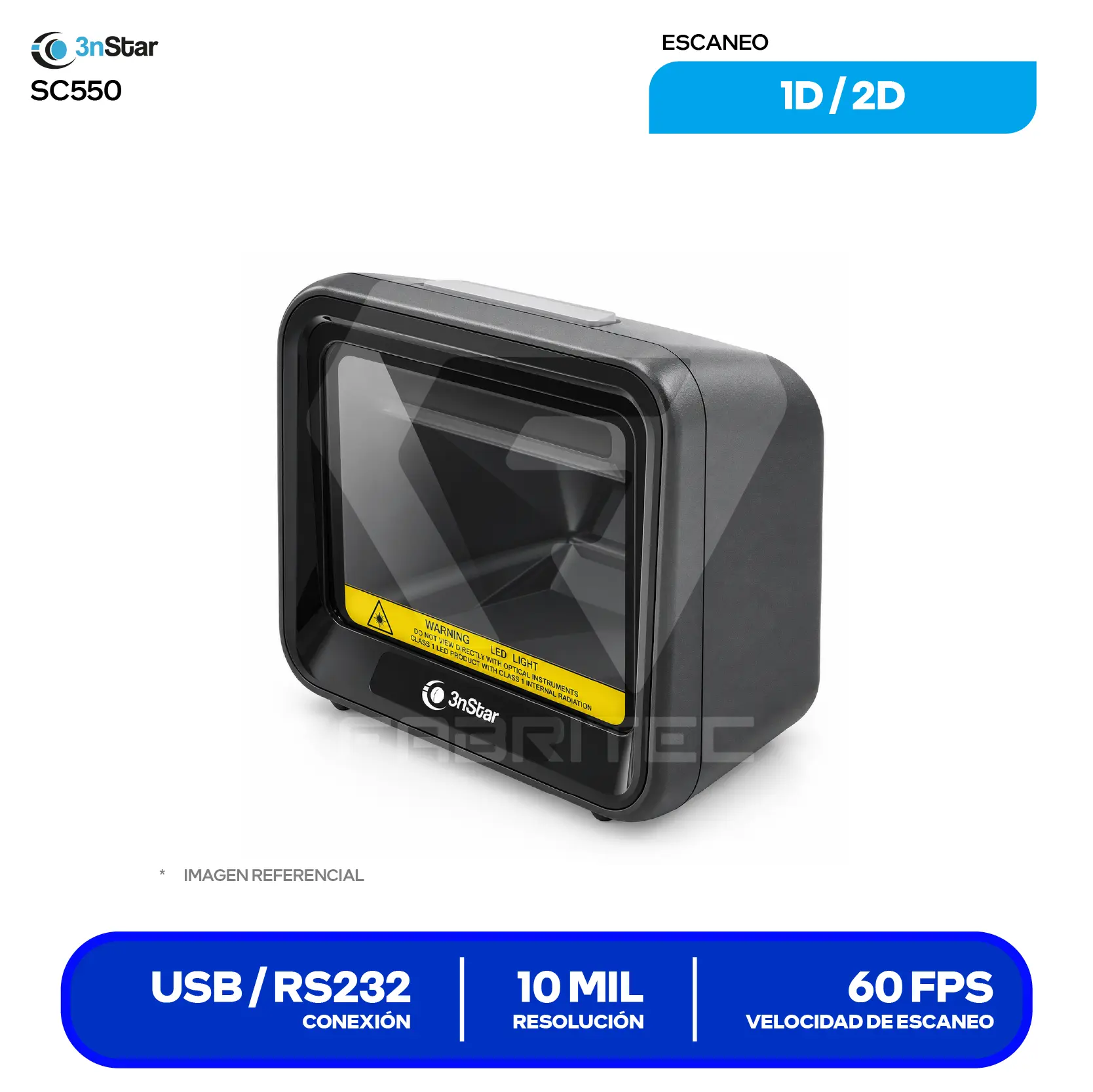 Lector de Código de Barras 3nStar SC550 (SC550) Omnidireccional 1D / 2D, USB