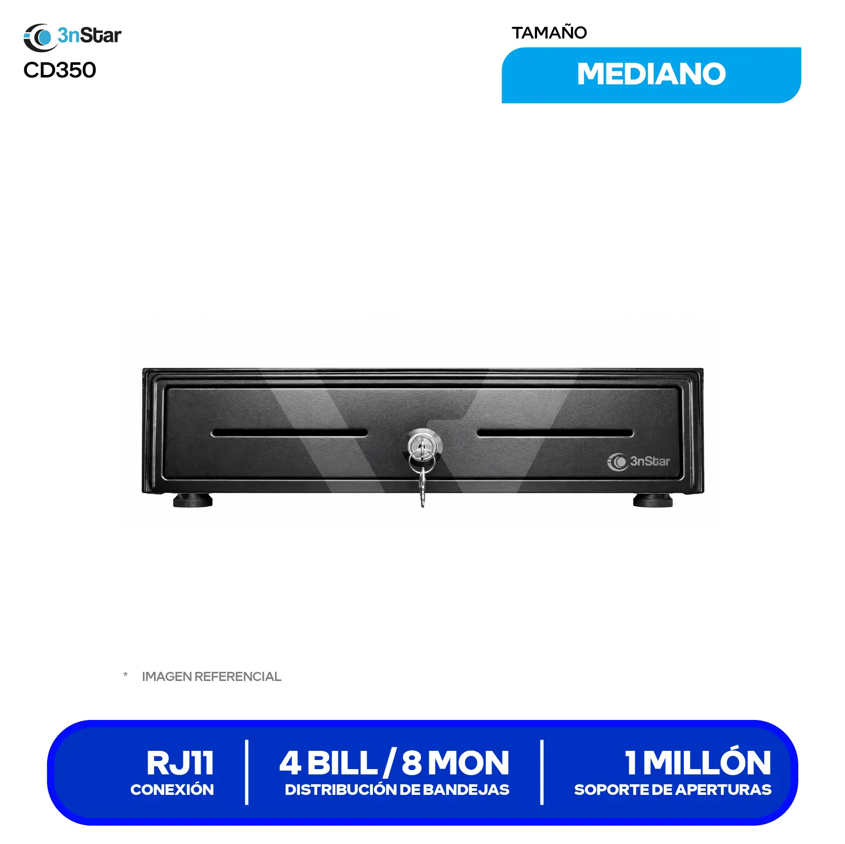 Gaveta de Dinero 3nStar CD350 (CD350) 2 compartimientos, RJ11