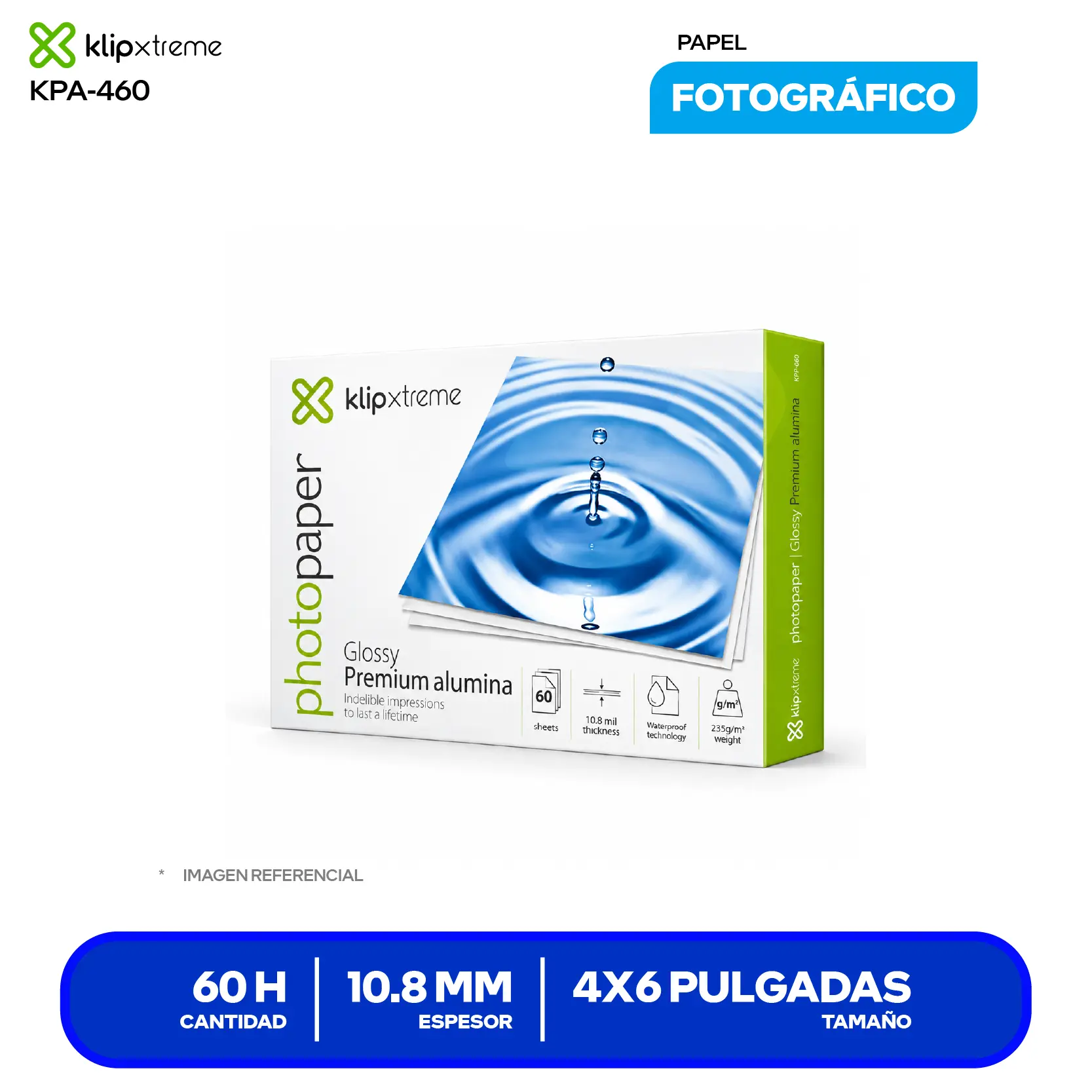 Papel Fotográfico Klip Xtreme KPA-460 (KPA-460) 4x6", 60 Hojas, Glossy