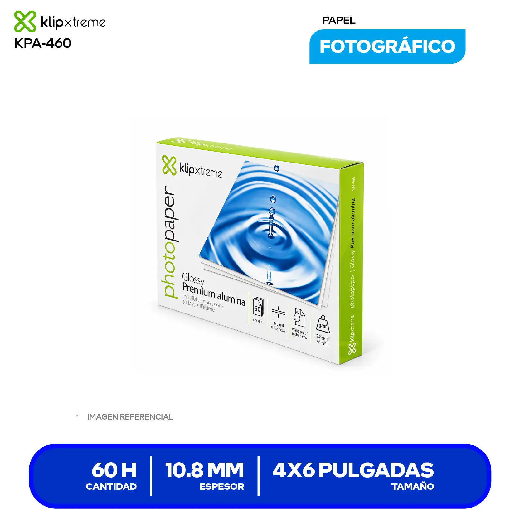 Papel Fotográfico Klip Xtreme KPA-460 (KPA-460) 4x6", 60 Hojas, Glossy