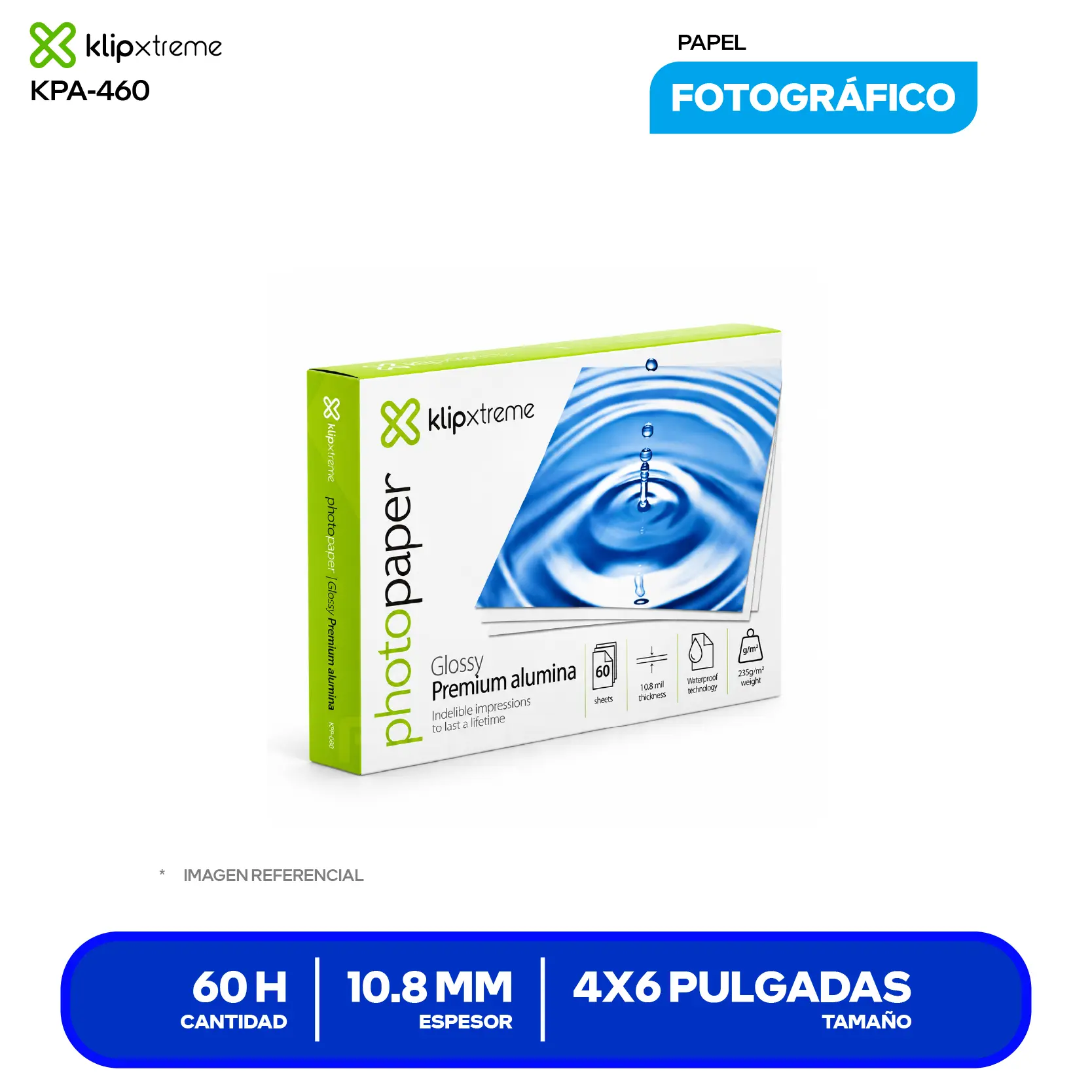 Papel Fotográfico Klip Xtreme KPA-460 (KPA-460) 4x6", 60 Hojas, Glossy