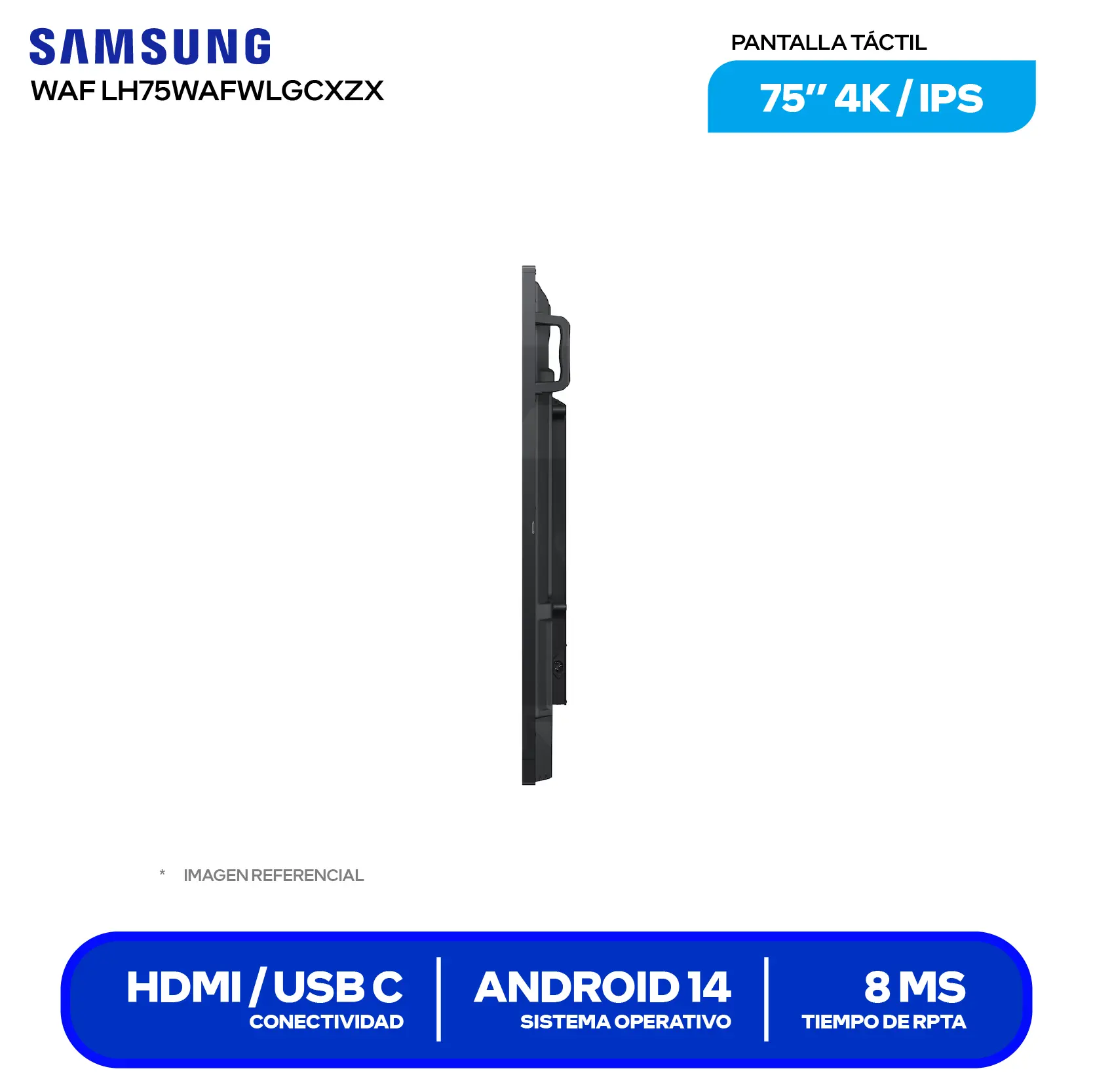 Pizarra Digital Interactiva Samsung WAF 86" (LH86WAFWLGCXZX) 4K UHD, Táctil, Android 14, HDMI / USB C
