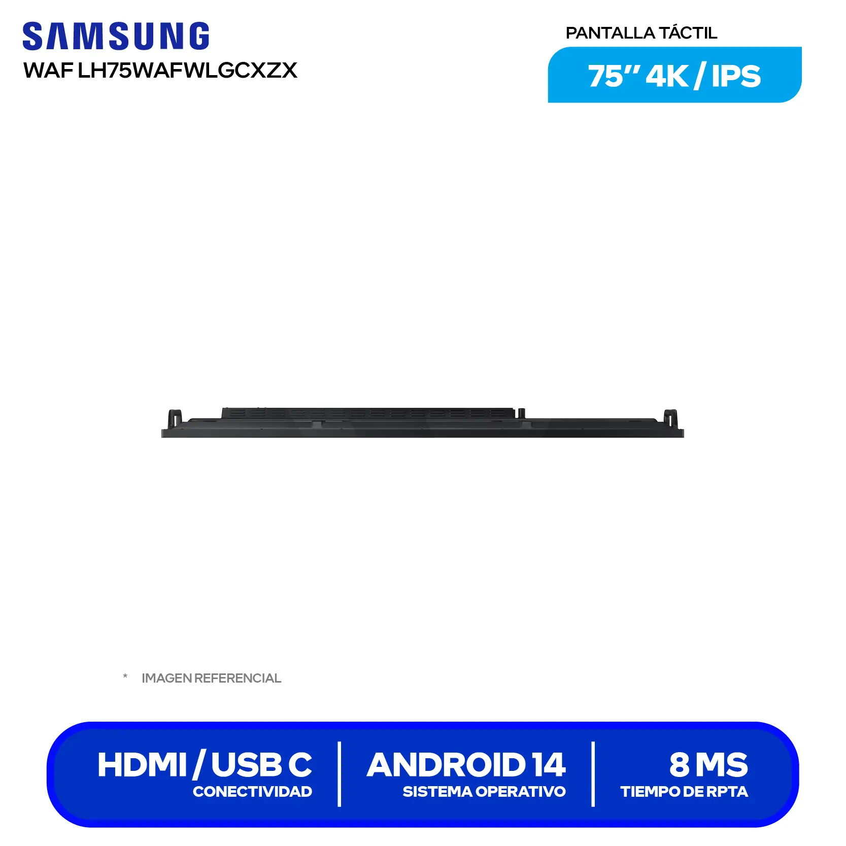 Pizarra Digital Interactiva Samsung WAF 86" (LH86WAFWLGCXZX) 4K UHD, Táctil, Android 14, HDMI / USB C