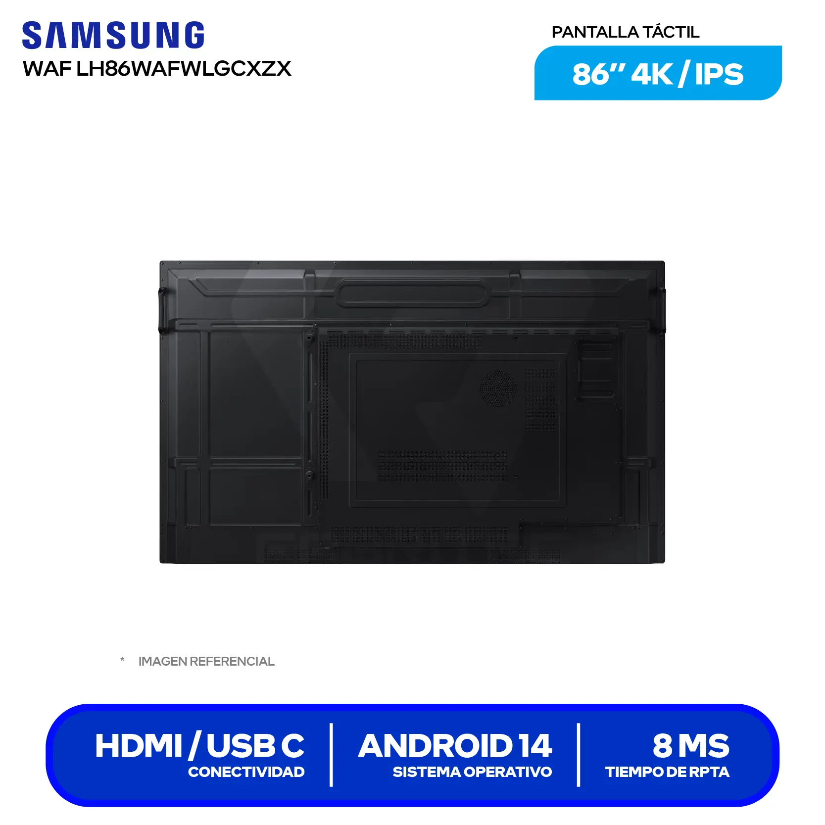Pizarra Digital Interactiva Samsung WAF 75" (LH75WAFWLGCXZX) 4K UHD, Táctil, Android 14, HDMI / USB C
