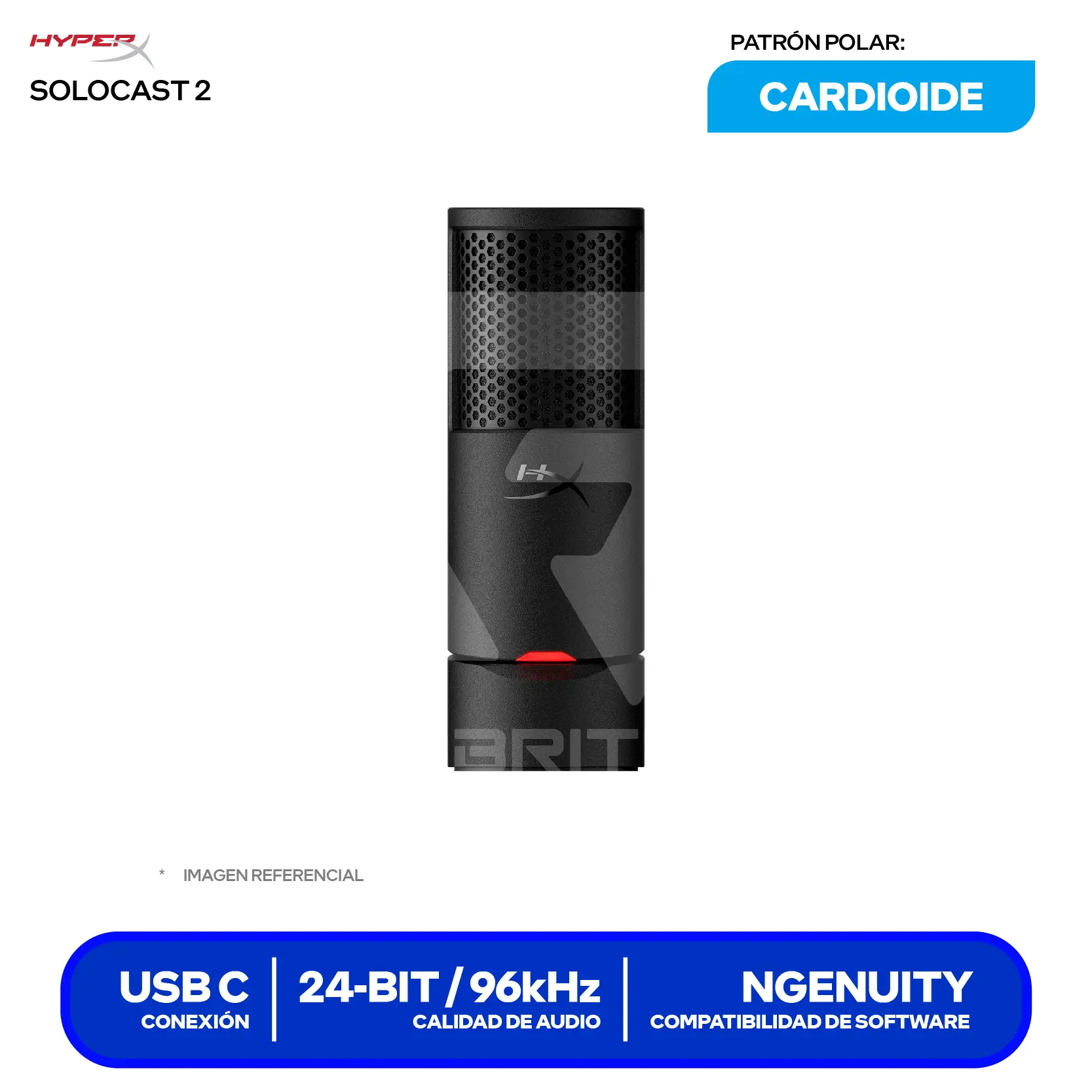 Micrófono USB HyperX SoloCast 2 (AR0A0AA) USB