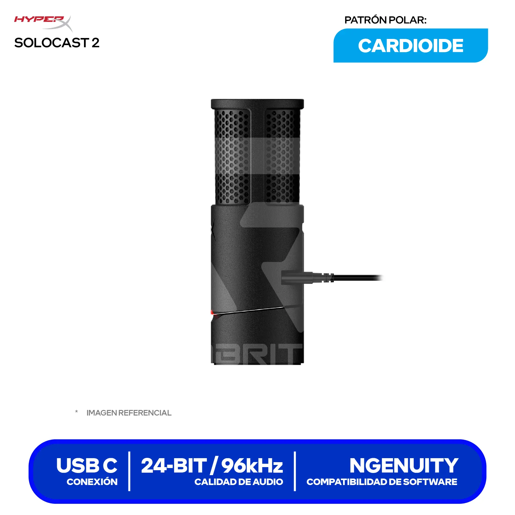 Micrófono USB HyperX SoloCast 2 (AR0A0AA) USB