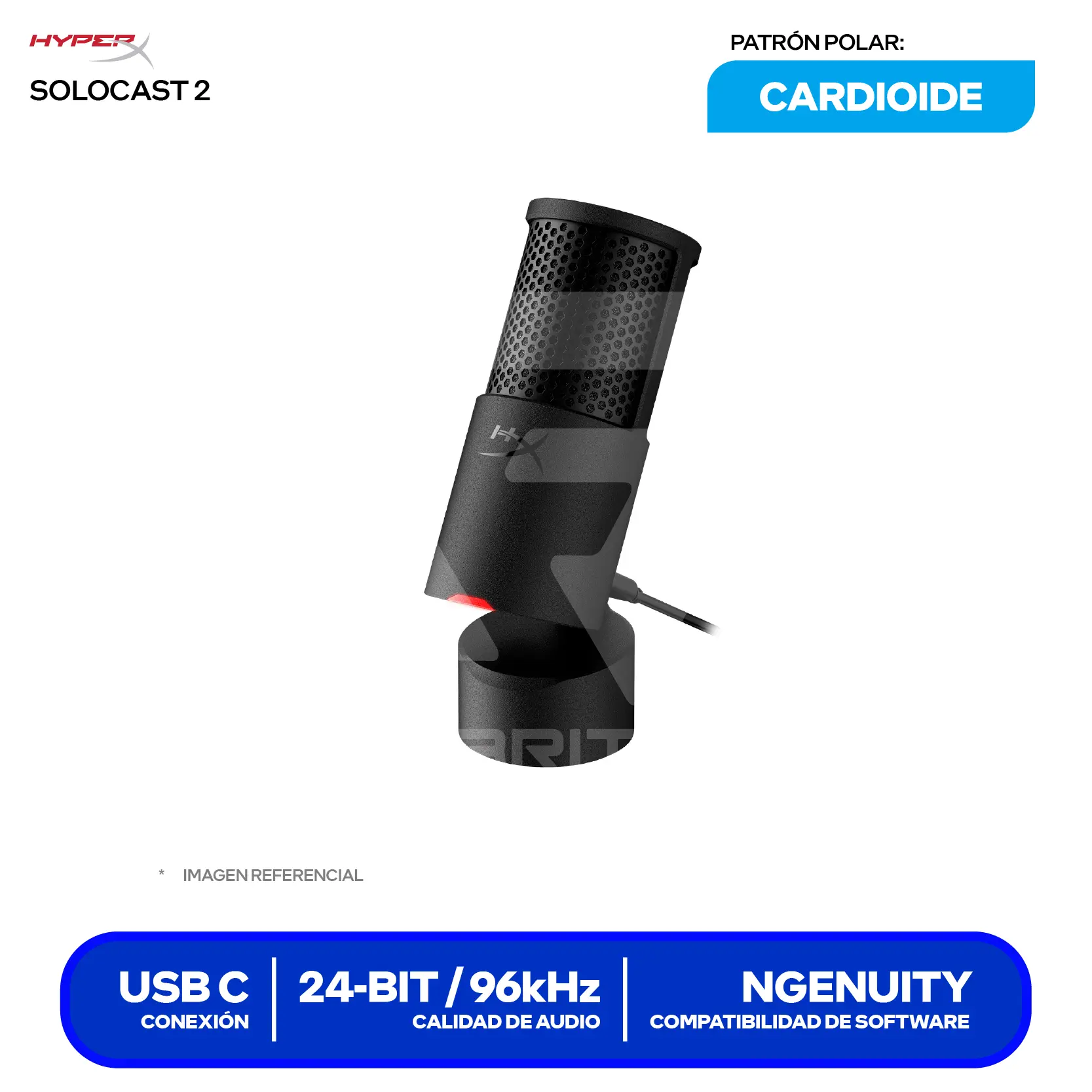 Micrófono USB HyperX SoloCast 2 (AR0A0AA) USB
