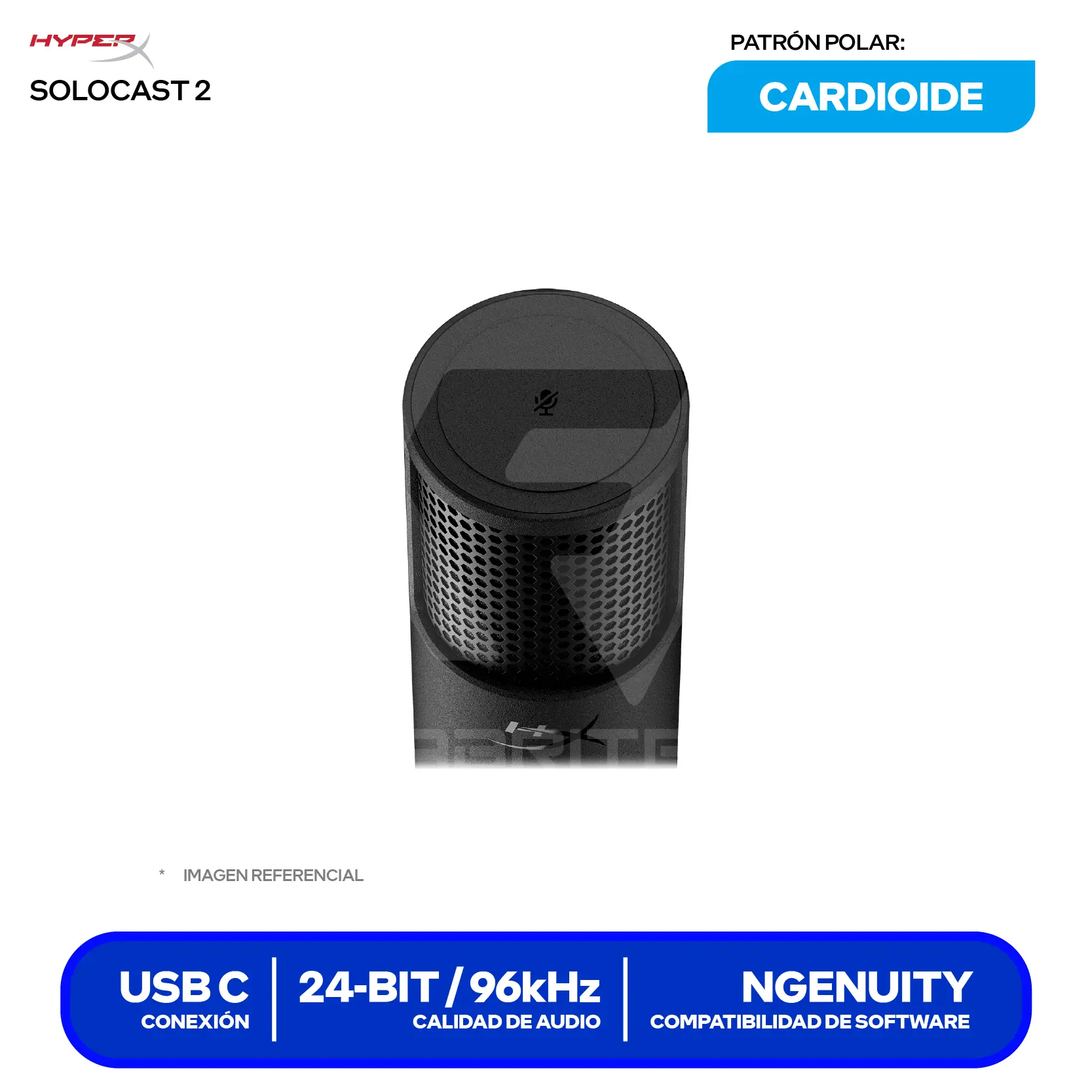 Micrófono USB HyperX SoloCast 2 (AR0A0AA) USB