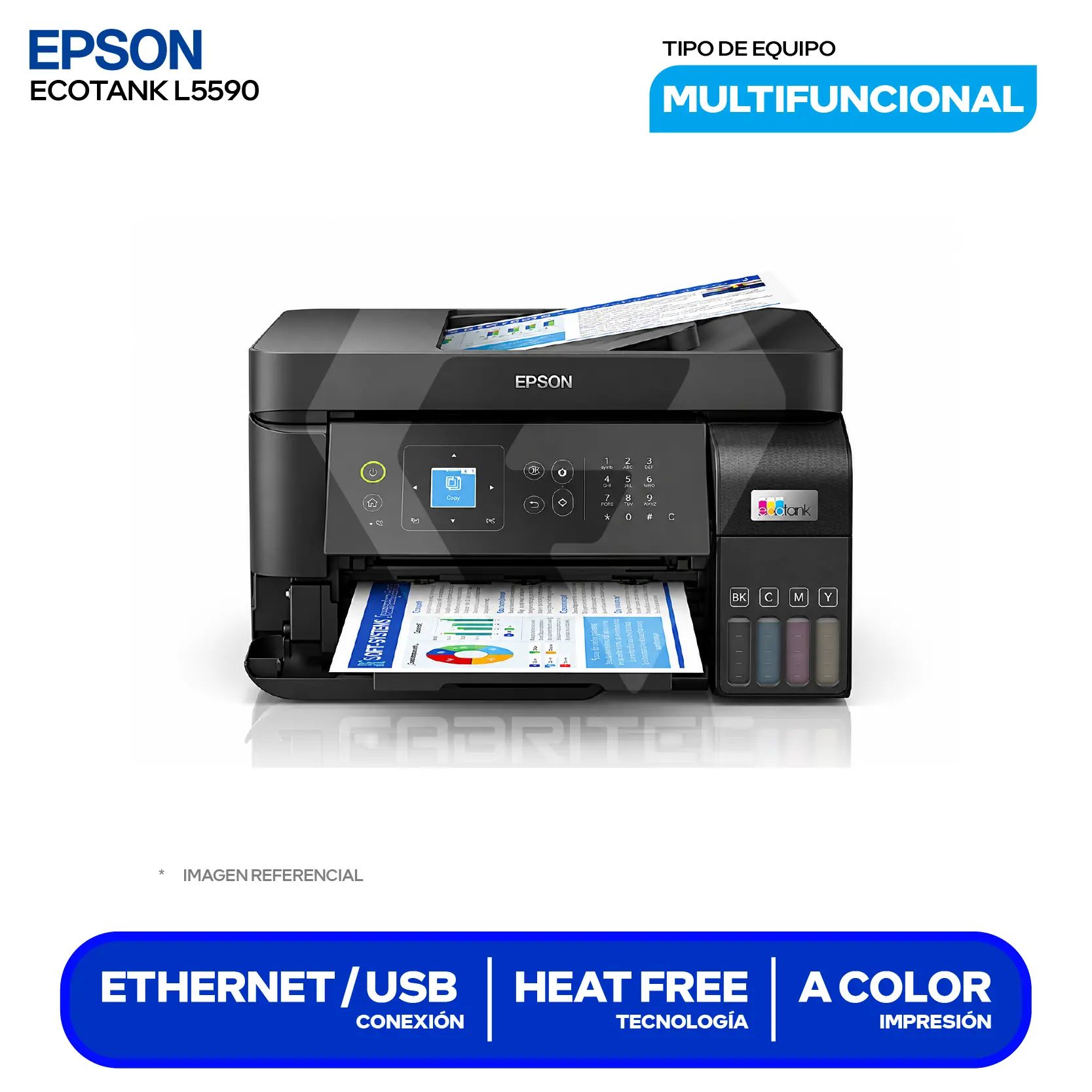 Impresora Multifuncional Epson EcoTank L5590 (C11CK57301) Sistema Continuo, Wi-Fi, Ethernet, ADF