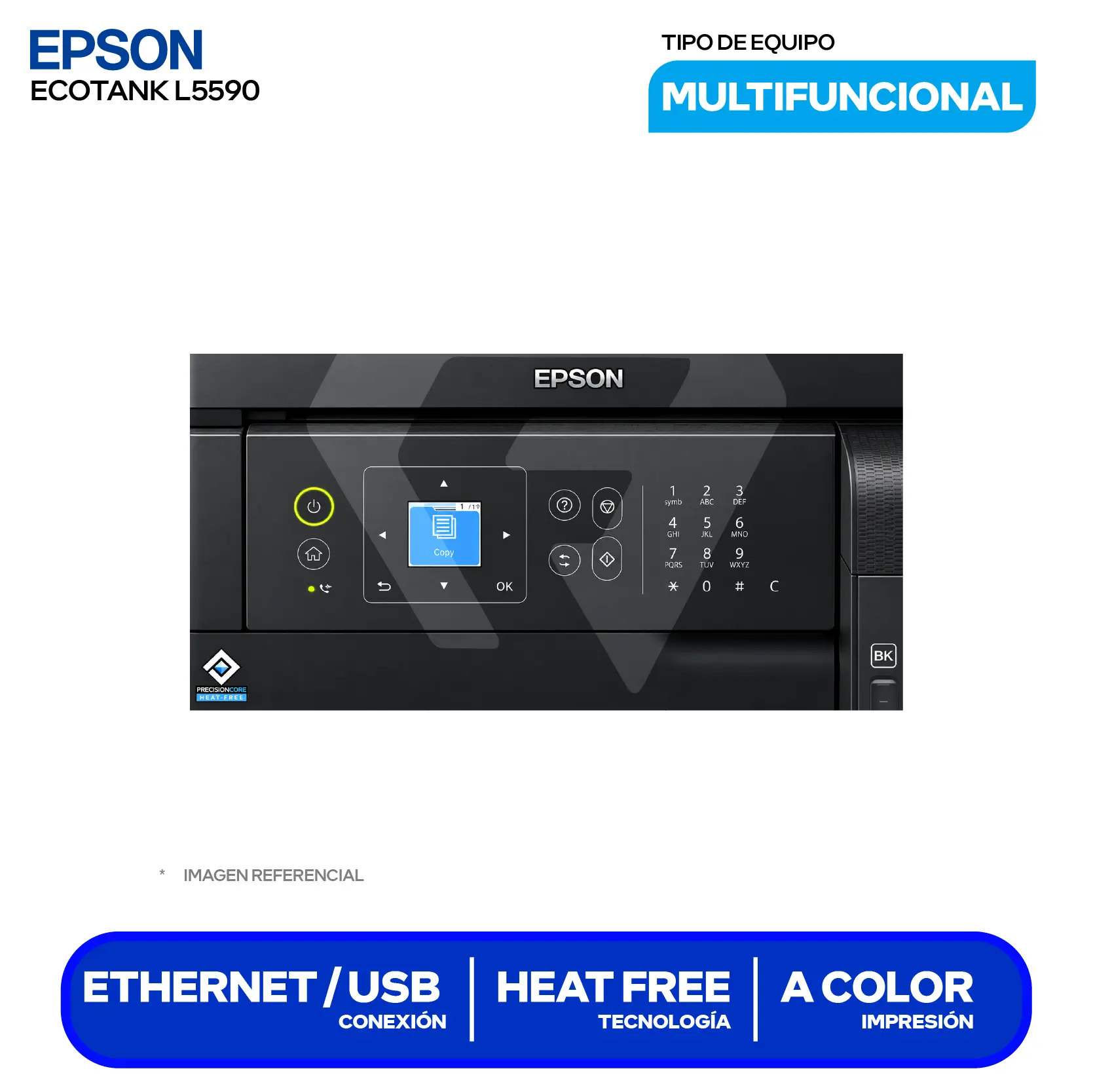 Impresora Multifuncional Epson EcoTank L5590 (C11CK57301) Sistema Continuo, Wi-Fi, Ethernet, ADF