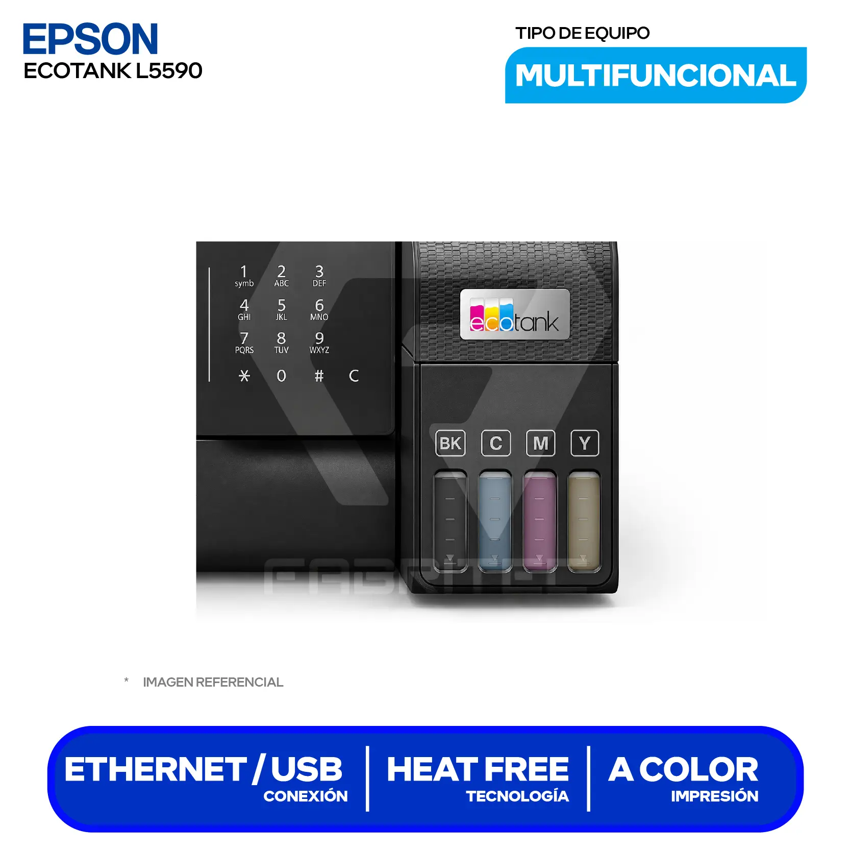Impresora Multifuncional Epson EcoTank L5590 (C11CK57301) Sistema Continuo, Wi-Fi, Ethernet, ADF