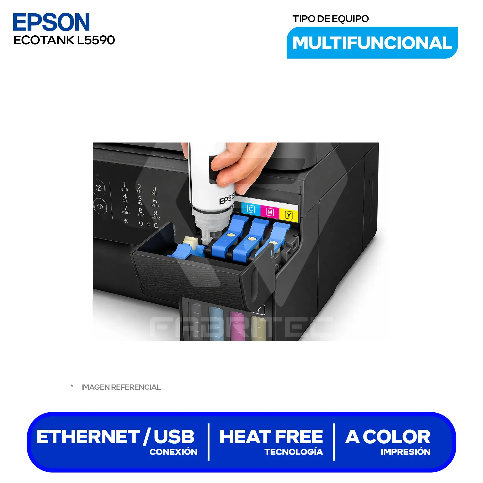 Impresora Multifuncional Epson EcoTank L5590 (C11CK57301) Sistema Continuo, Wi-Fi, Ethernet, ADF