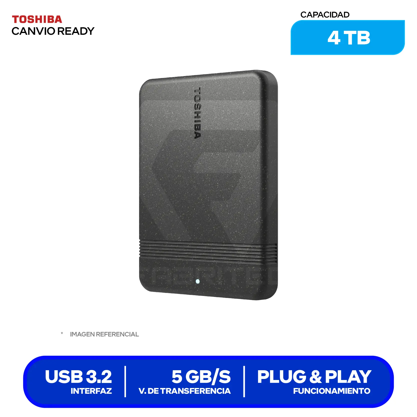 Disco Duro Externo Toshiba Canvio Ready 1TB (HDTP310XK3AA) USB 3.0 / USB 2.0