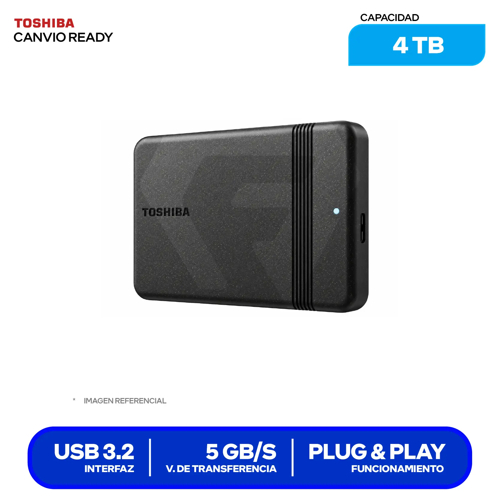 Disco Duro Externo Toshiba Canvio Ready 1TB (HDTP310XK3AA) USB 3.0 / USB 2.0