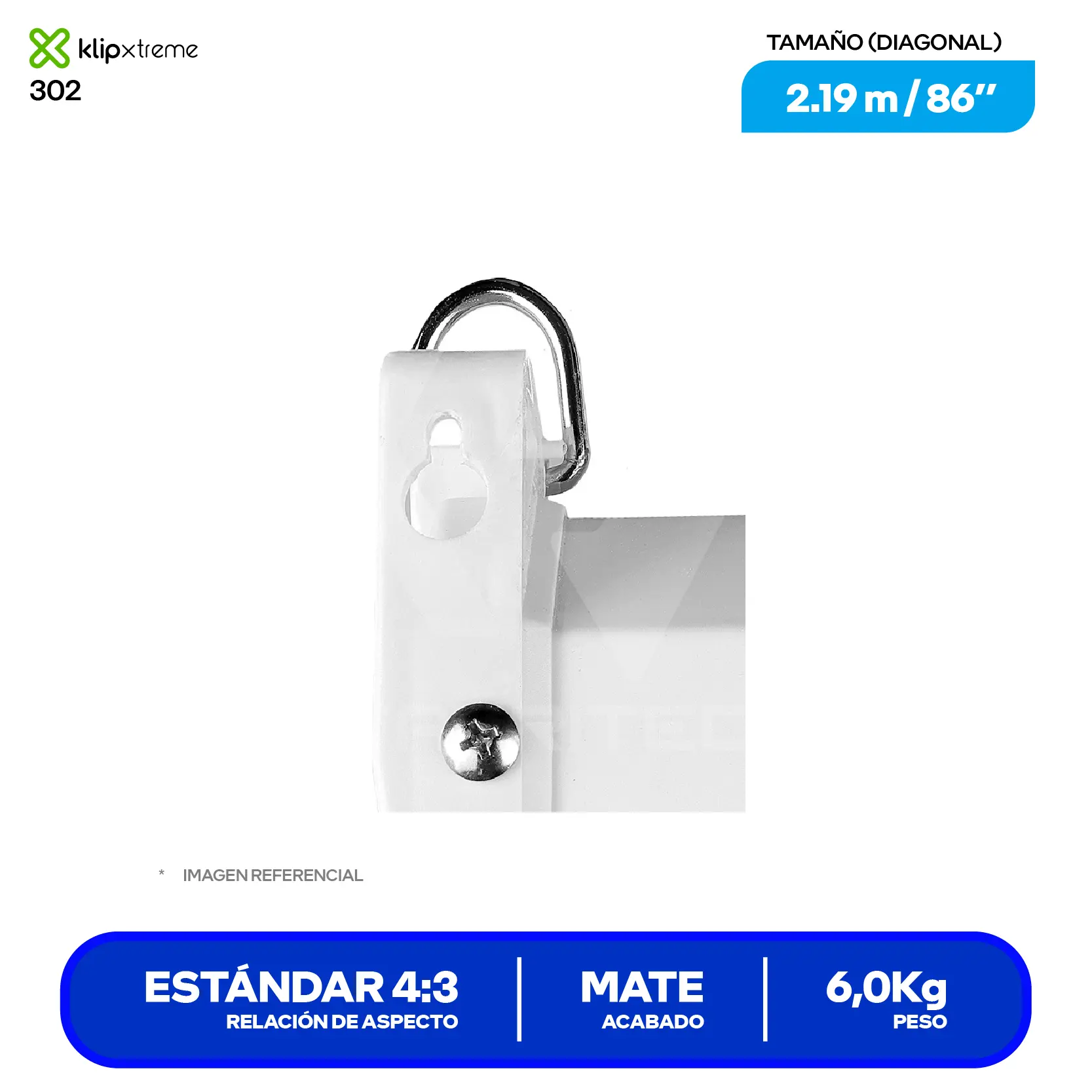 Ecran de Techo Klip Xtreme (KPS-302) 86'', Relación 4:3, Blanco Mate