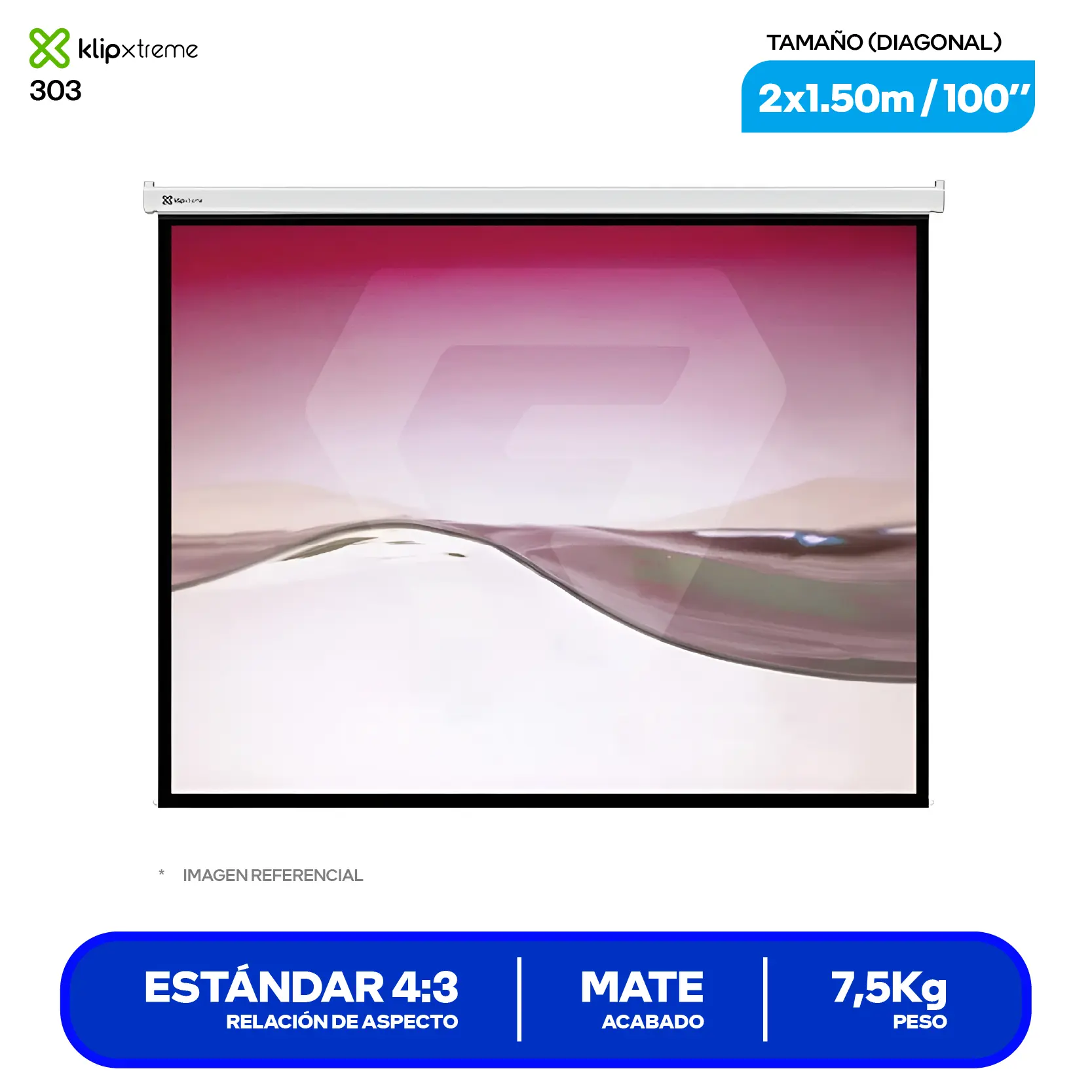 Ecran de Techo Klip Xtreme (KPS-303) 100'', Relación 4:3, Blanco Mate